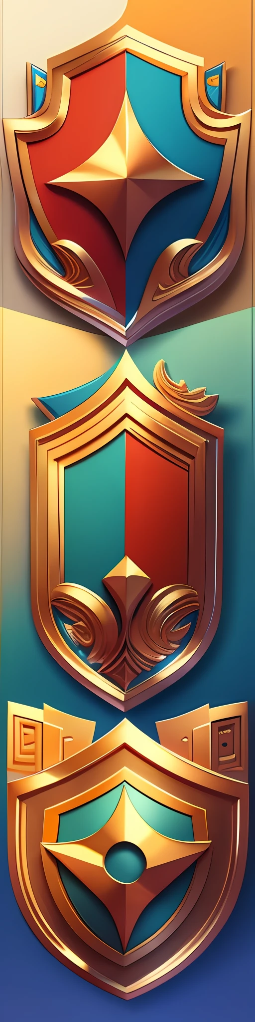 A cartoon style shield logo with vibrant colors, It features a well-planned design, with sophisticated features and defined contours, Strong texture and frontal perspective, Motor Gráfico Leonardo Diffusion, motor de Renderização Leonardo style,  Prompt Magic v2, 2024x2024 Px, Guidance Scale 1,  Strength 0.1 --auto --s2