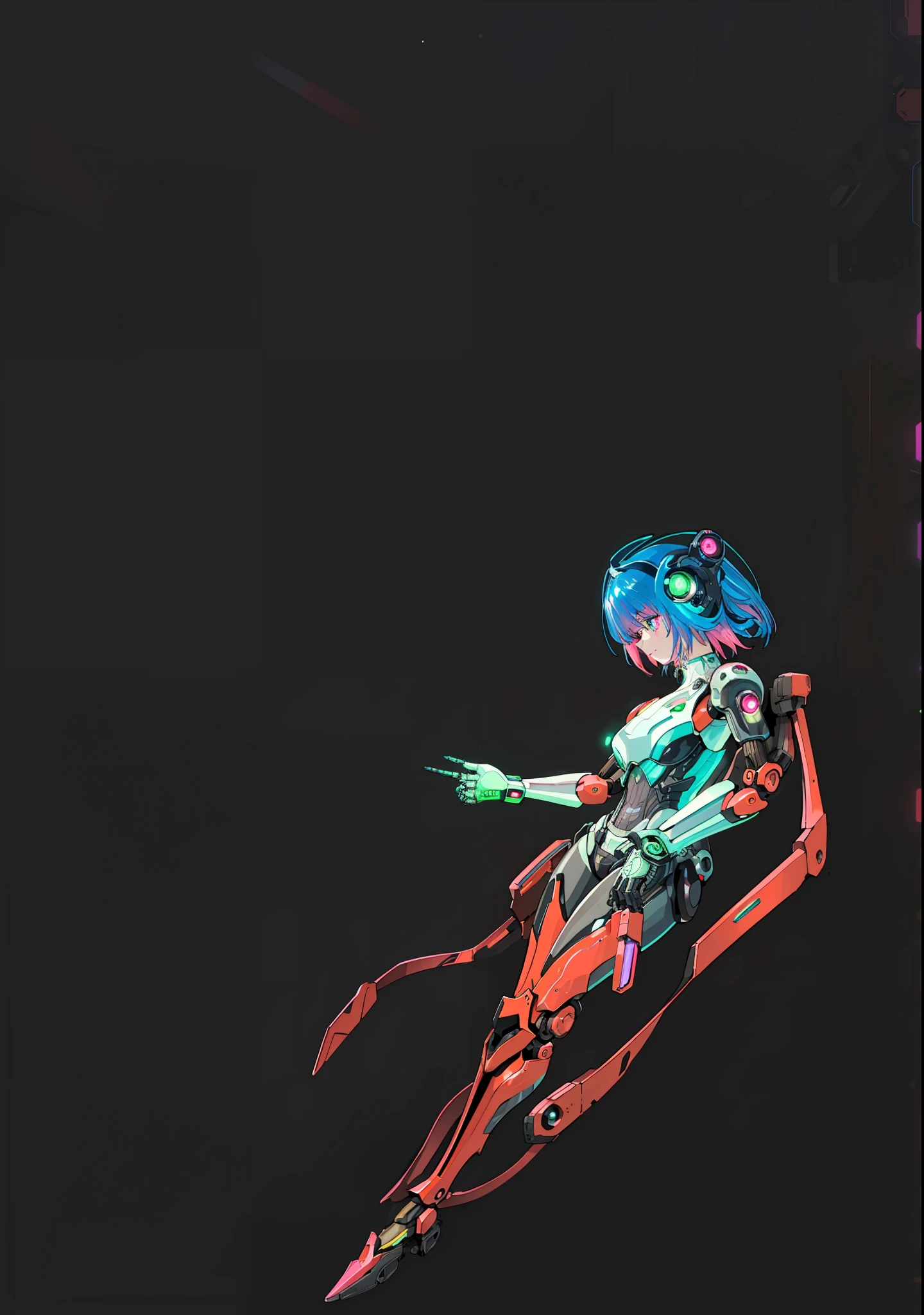 ((1girl, closeup, intricate details, (Cyberpunk: 1.4), robotic arm, (shiny neon armor:1.2), machine, , big, pink hair, drone, car)), neon city background, mechanical city