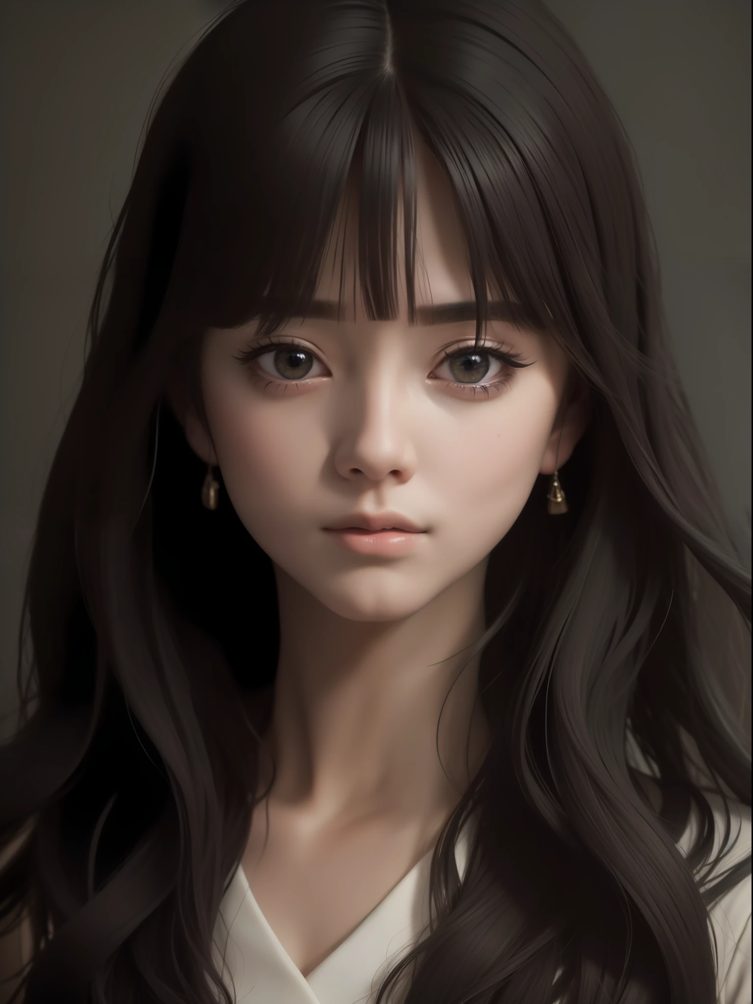 (Masterpiece: 1.2), Real Cute, (Ultra-Realistic: 1.1+anime: 1.2), (Korean idol: 1.1), Female Portrait, Long Hair/Earrings, (8K Digital Painting: 1.2+Soft Portrait Shot:1.1)[4K Digital Art]!!、 (Anime studio:1.1+realistic beautiful face:1.3+3D animation:1.2)