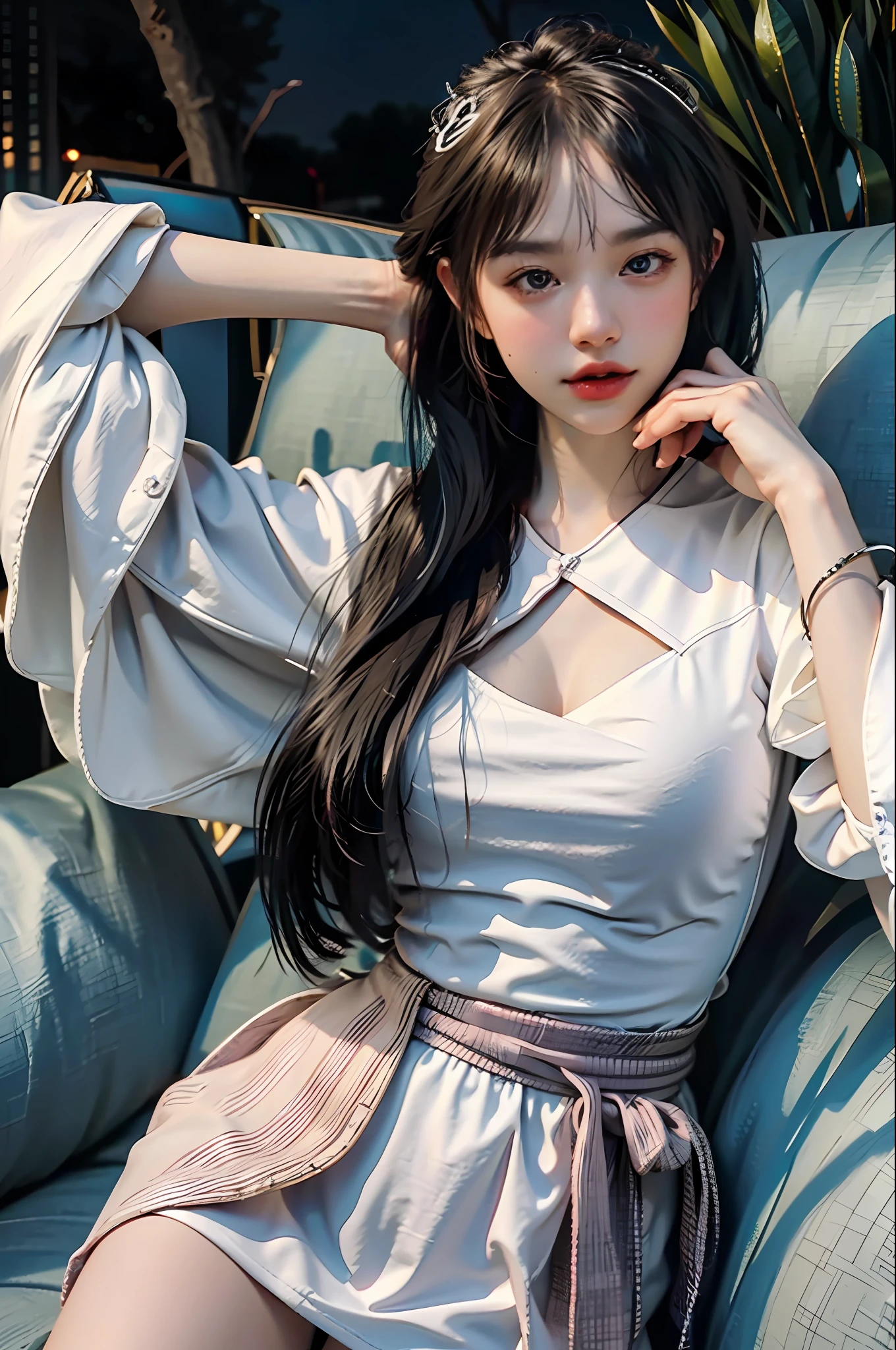 Best quality, masterpiece, high resolution, realistic, photography, (delicate body: 1.2), gorgeous face, (milky skin: 1.3), intricate details, high resolution, high detail RAW color photos, wallpapers
1 girl, purple hair, hair accessory, solo, breasts, bare shoulders, jewelry, looking_to_the_side, asymmetrical_sleeves, clothing_cutout, shiny_hair, hair_rings, floating, spotlight, alternate_costume, sparkle,
(VSCO A7:1.5), 16K, HDR, High Resolution, Deep Field, (Film Grave: 1.1), Boken, ISO 200, Prime Time, (Lens Halo), Vignette, Rainbow, (Color Grading: 1.5)