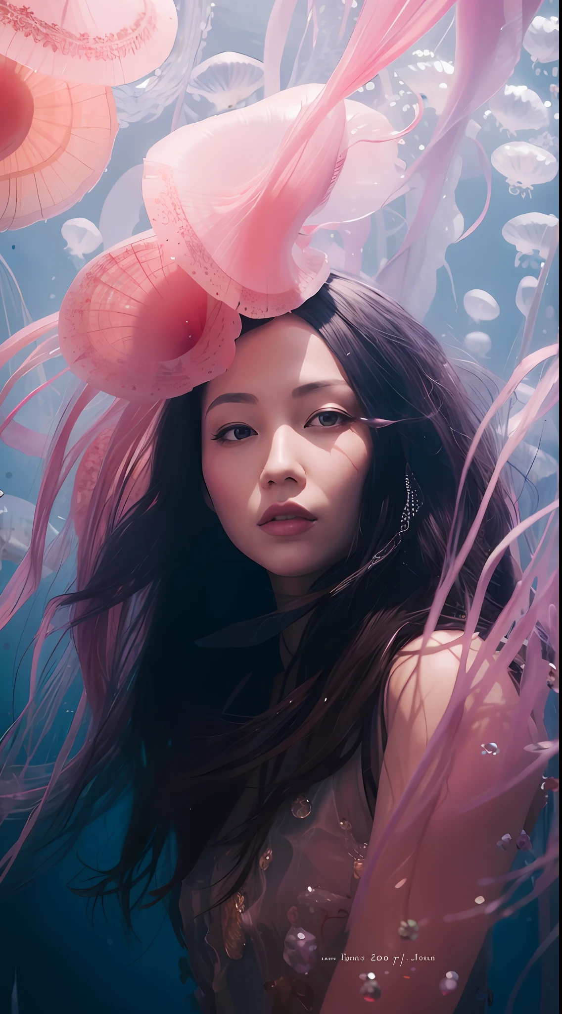 a beautiful woman, jellyfish dress, full body, looking at viewer,
tatto skin, fish scales, deep ocean, highly detailed,
Adrian Ghenie, Esao Andrews, Jenny Saville, Edward Hopper, James Jean, Takato Yamamoto,
masterpiece, ultra high res, high quality, 4k, photo, (photorealistic:1.2),