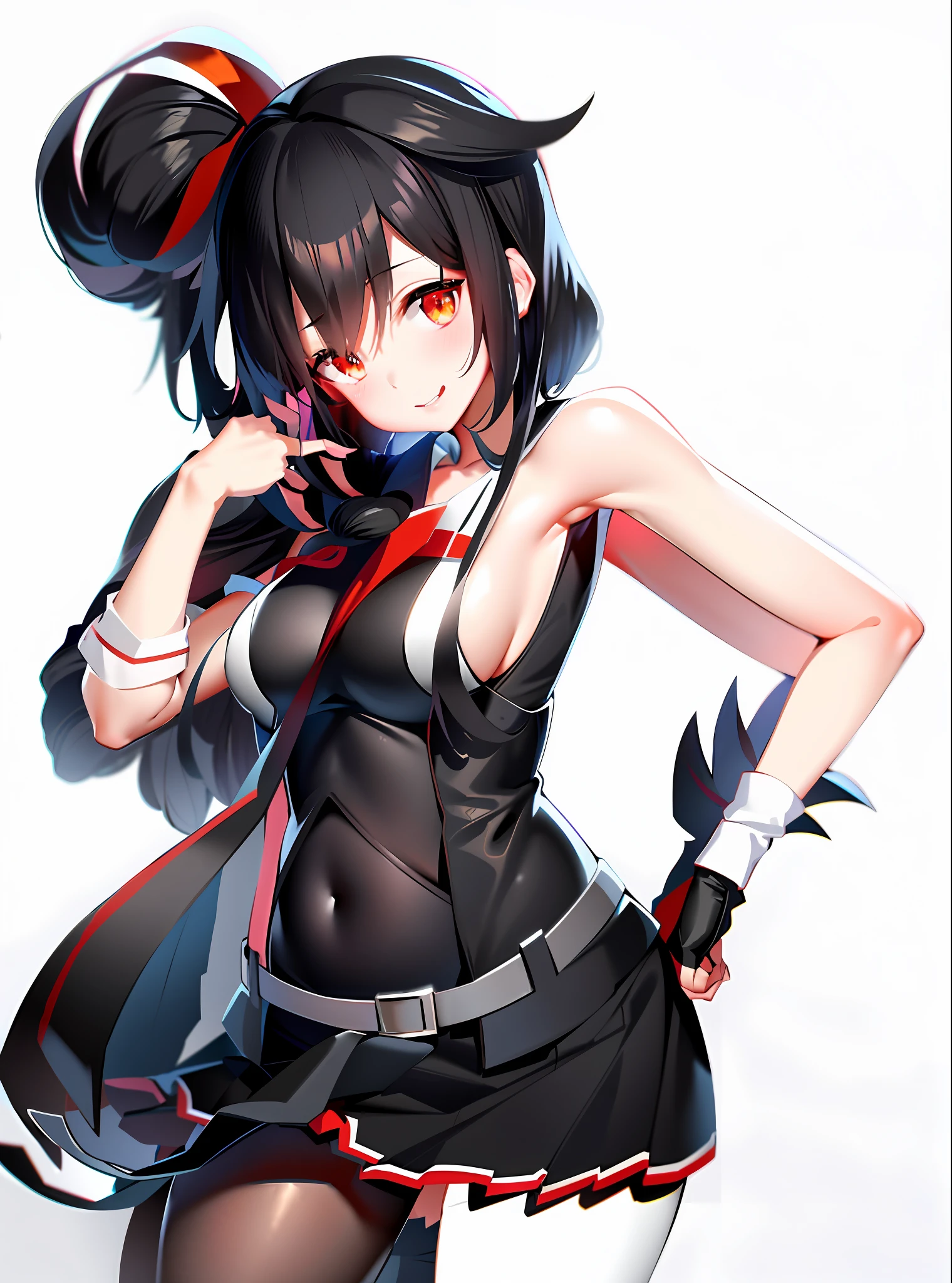 anime girl with black hair and a white top and black skirt, attractive matoi ryuko, ryuko matoi, anime moe artstyle, kantai collection style, yandere, gapmoe yandere, rin, yandere. tall, akane owari danganronpa, cushart krenz, female anime character, by Jin Homura