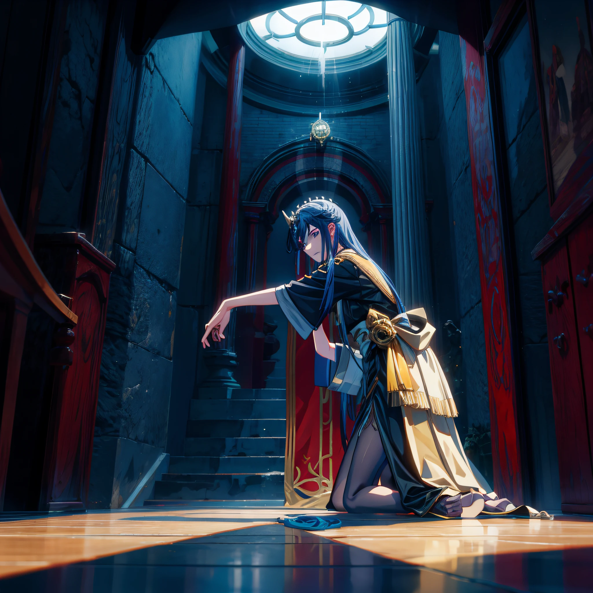 Hades, kneeling, prefecture scene