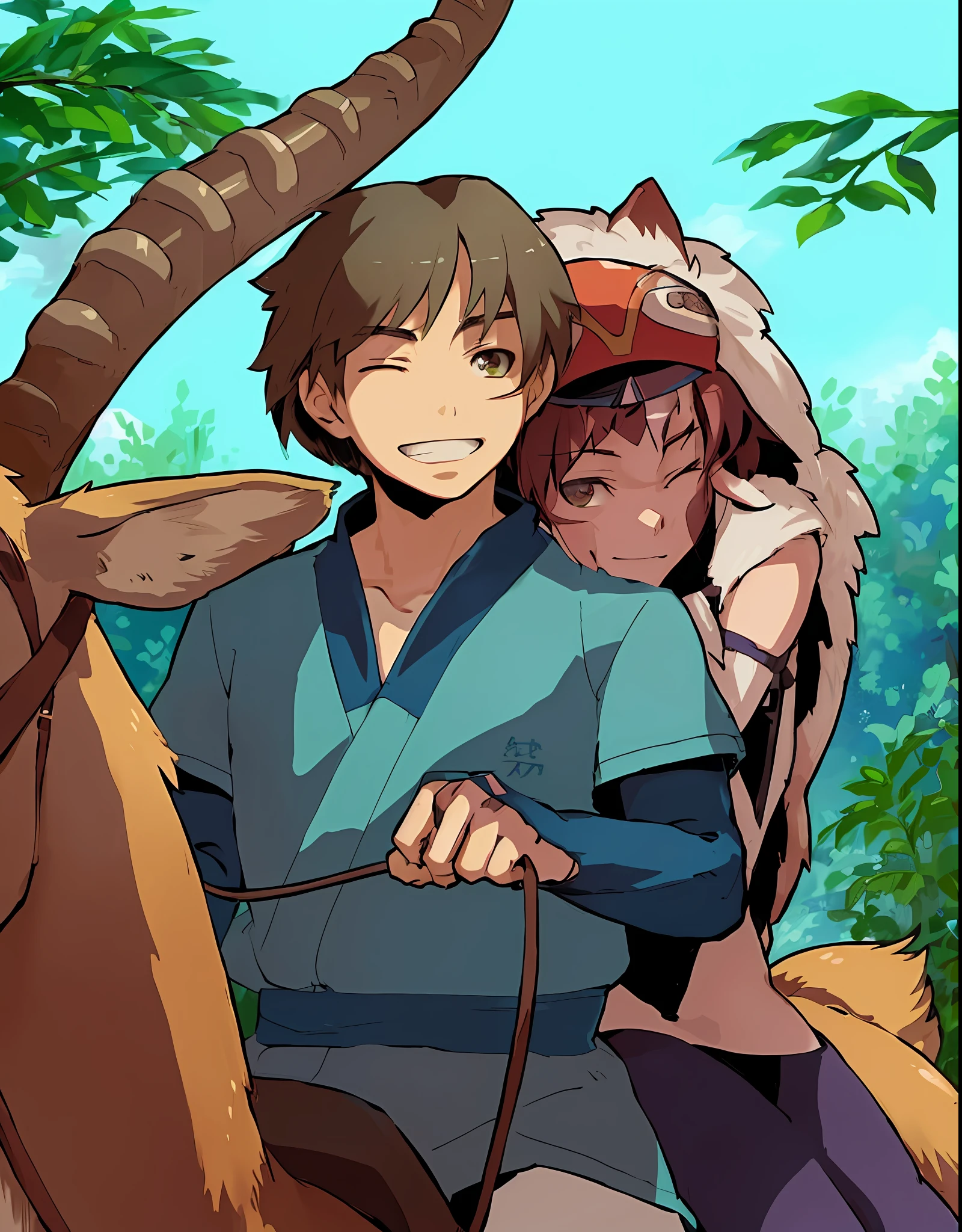a couple of anime characters riding on the back of a horse, by Kamisaka Sekka, by Shingei, mushoku tensei, official art, ghibli studio anime style, makoto, ghibli artstyle, makoto shinkai and (cain kuga), studio ghibli and shinkai makoto, anime cover, makoto shinkai and bioware