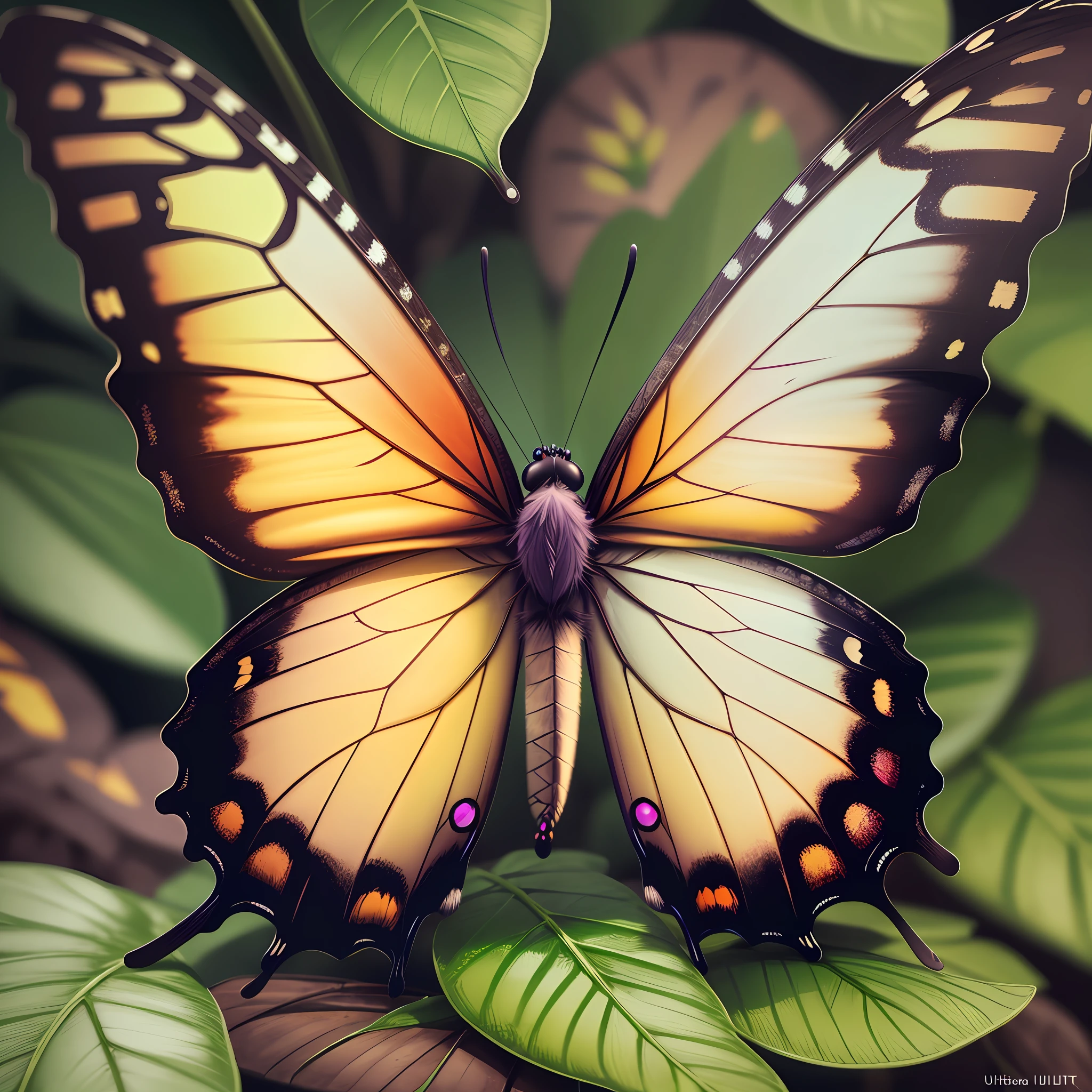 Delicate butterfly, beautiful, hdr, three colors, ultrarealistic, 8k, centered, hyperdetailed, 4k, intricate details, sharp focus, magic