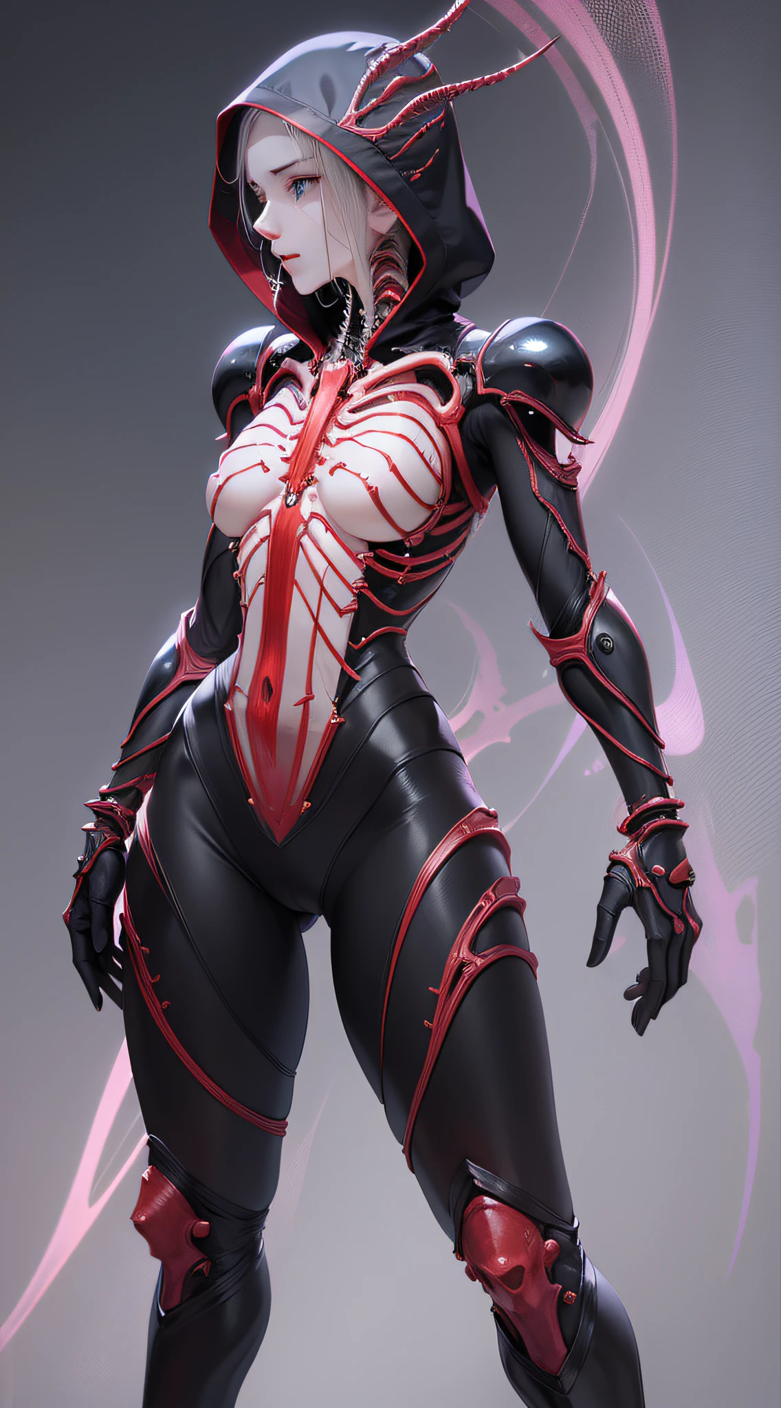 jane_noexist, (skull :0.3) ,(blood vessels attached to tubes),(biomechanical vertebra attached to the chest),((biomechanical cervical attachment to the neck))
((masterpiece), (best quality), (ultra-detailed), solo, hood, black gloves, long sleeves,
fantasy, sci-fi, horror, (((full body)))), ((side view)), alien
Realistic, hnsrdlf style intricate biomechanical detail
Masterpiece, award-winning photo, style.