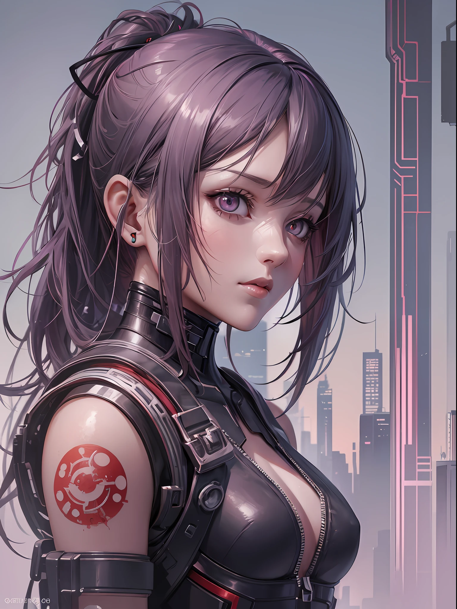 Digital anime drawing art, 1 Girl, beautiful android girl, good anatomy, damaged cyber organic body, see troughs organs, post-apocalyptic cyberpunk anime style, blood, trending on artstation, trending on Reddit, best quality 8k, photorealistic --auto --s2