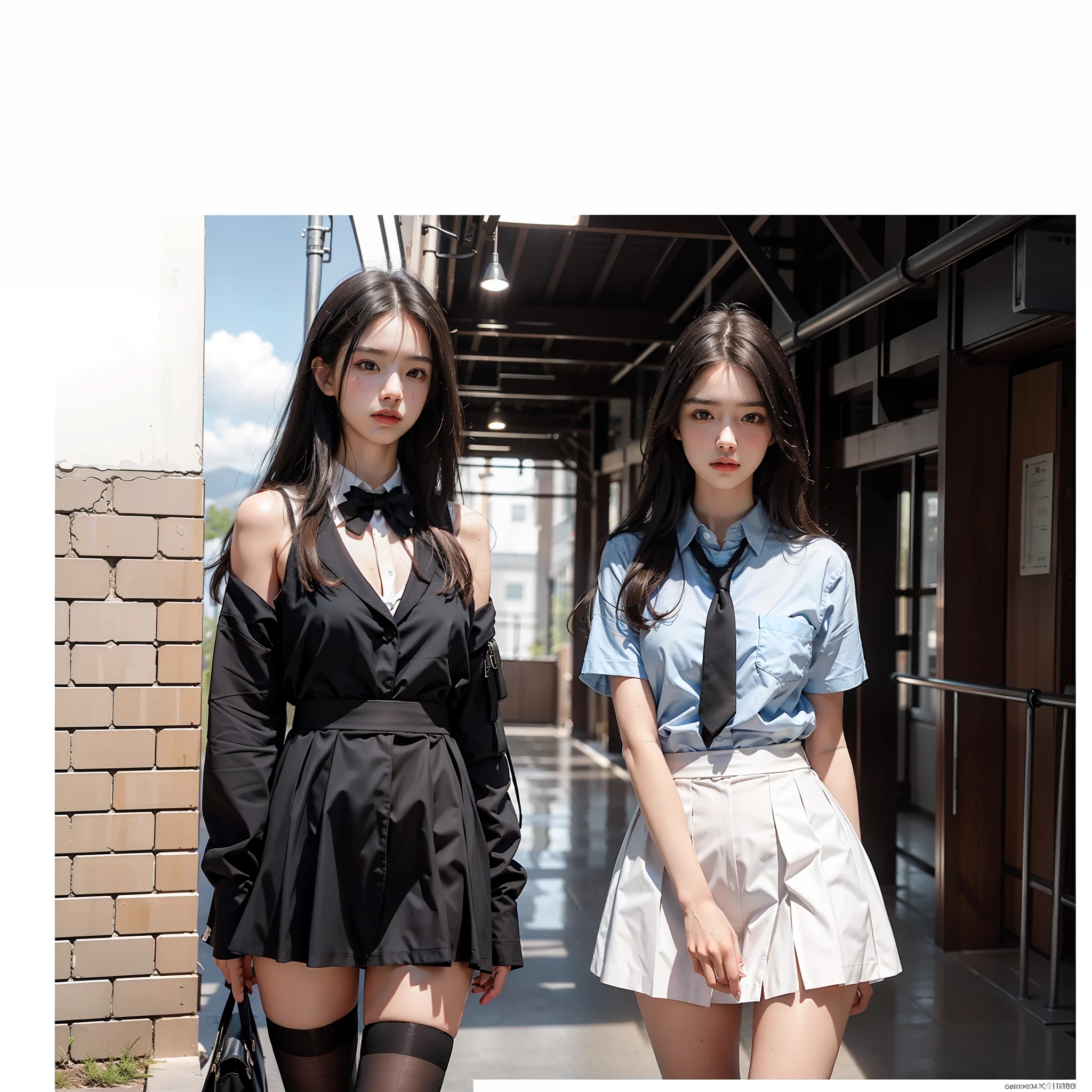 Best quality, masterpiece, ultra high resolution, (photorealistic: 1.4), raw photo, dramatic lighting, school background, school background, hallway