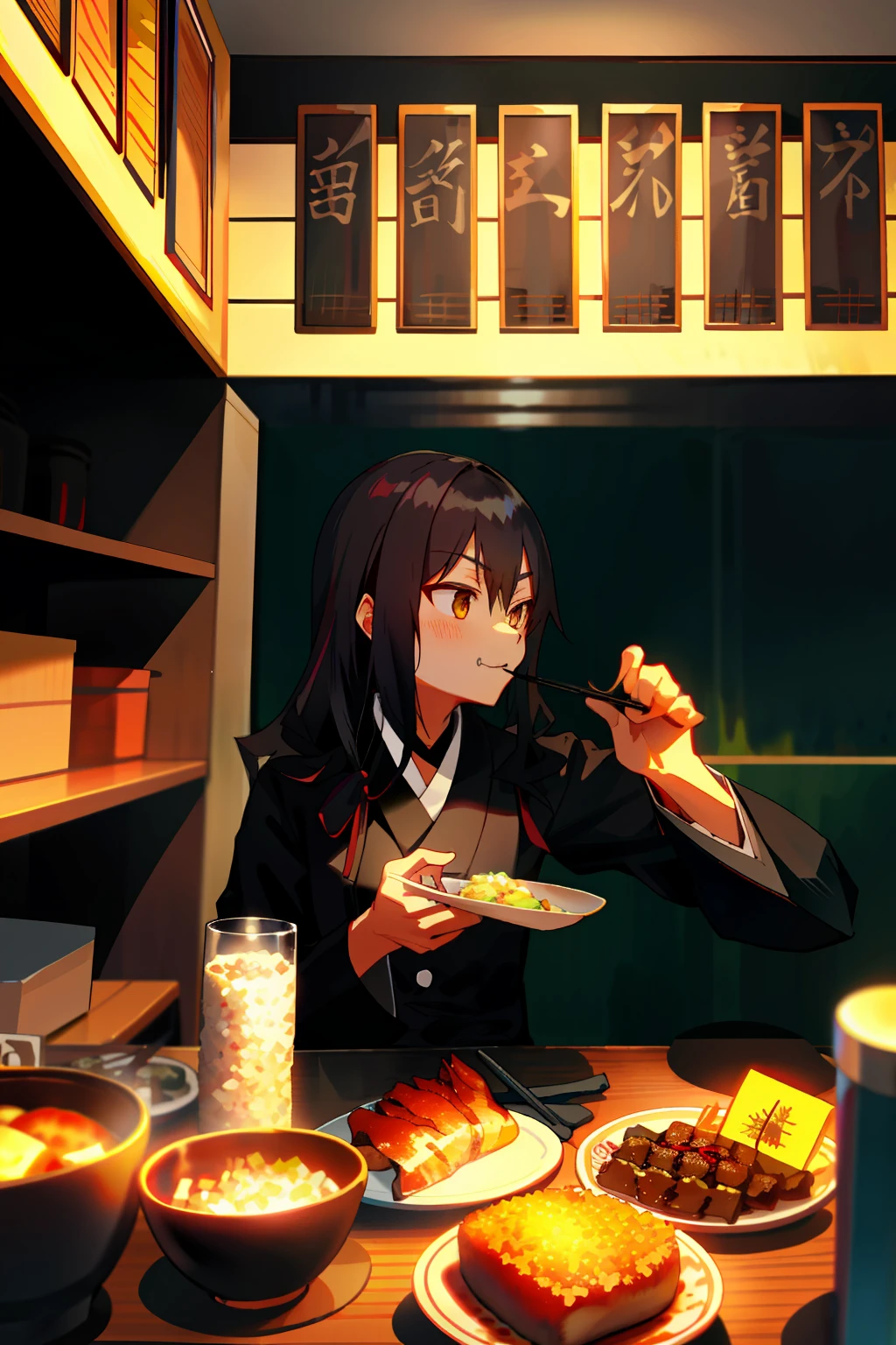 Kuro Neko dining at a restaurant