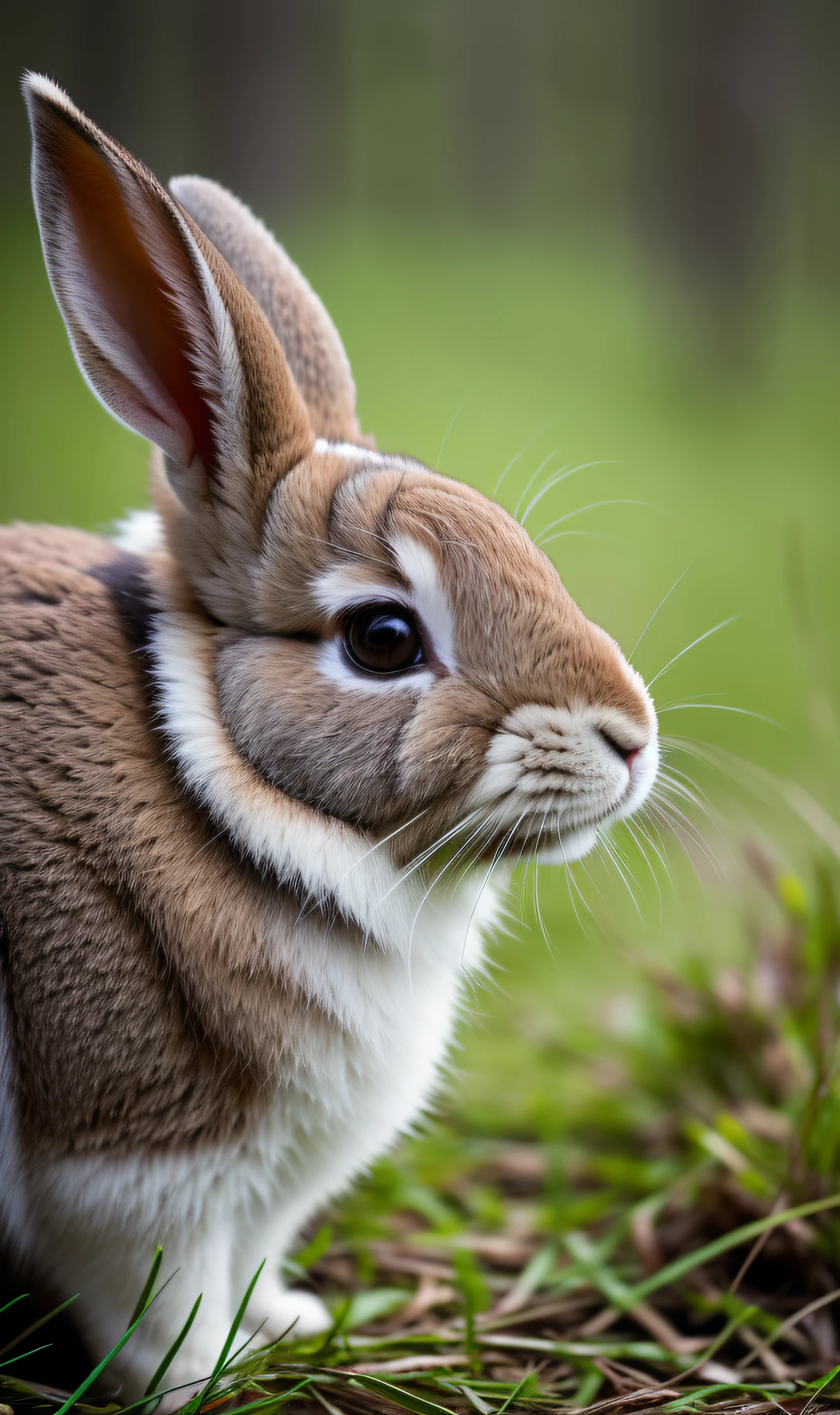 close up photo of a rabbit, forest, haze, halation, bloom, dramatic atmosphere, centred, rule of thirds, 200mm 1.4f macro shot