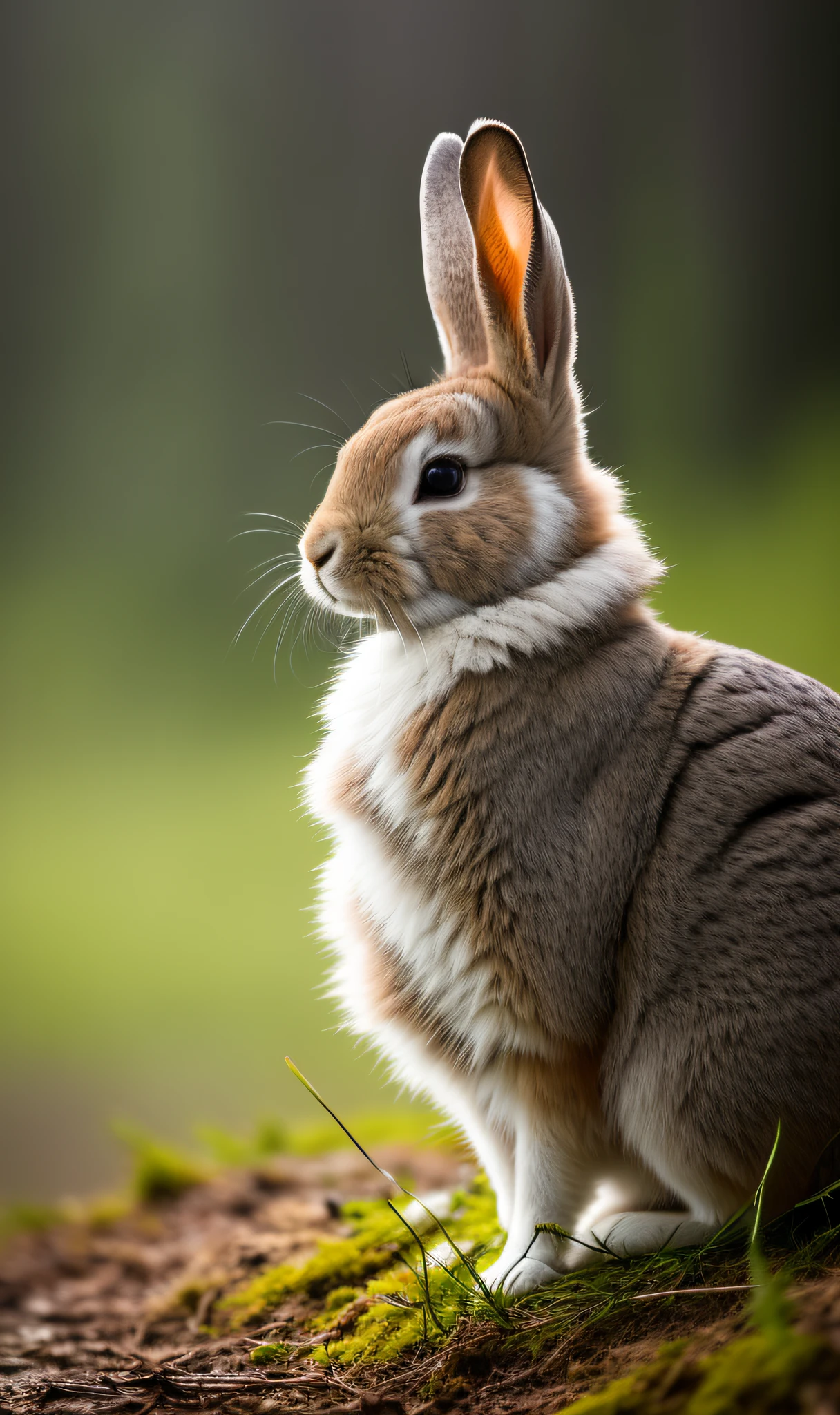 close up photo of a rabbit, forest, haze, halation, bloom, dramatic atmosphere, centred, rule of thirds, 200mm 1.4f macro shot