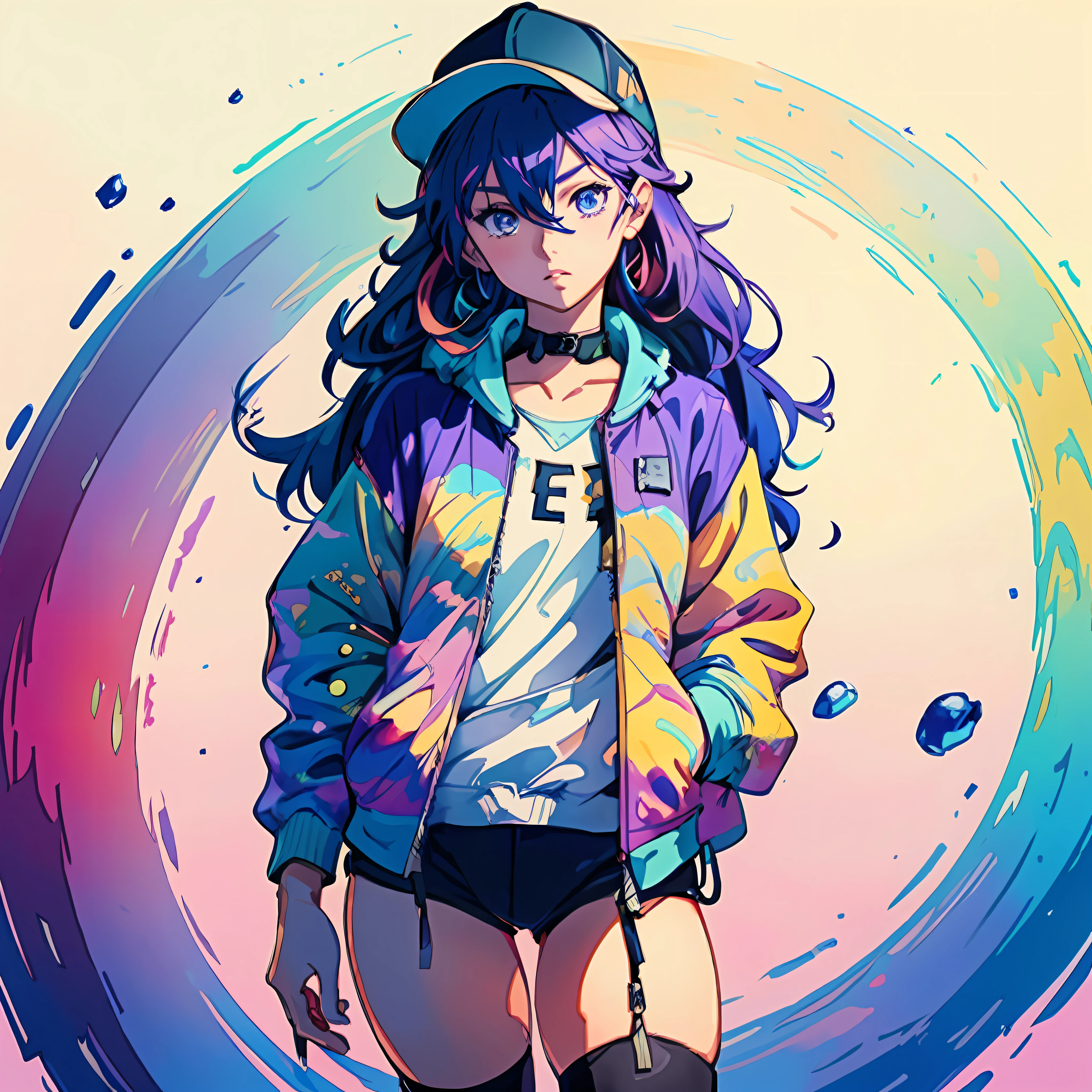 a close up of a person wearing a jacket and shorts, anime style 4 k, 2 d anime style, high quality anime artstyle, anime artstyle, anime moe artstyle, anime style. 8k, beautiful anime art style, anime art style, anime styled digital art, anime art wallpaper 4 k, anime art wallpaper 4k, anime style illustration