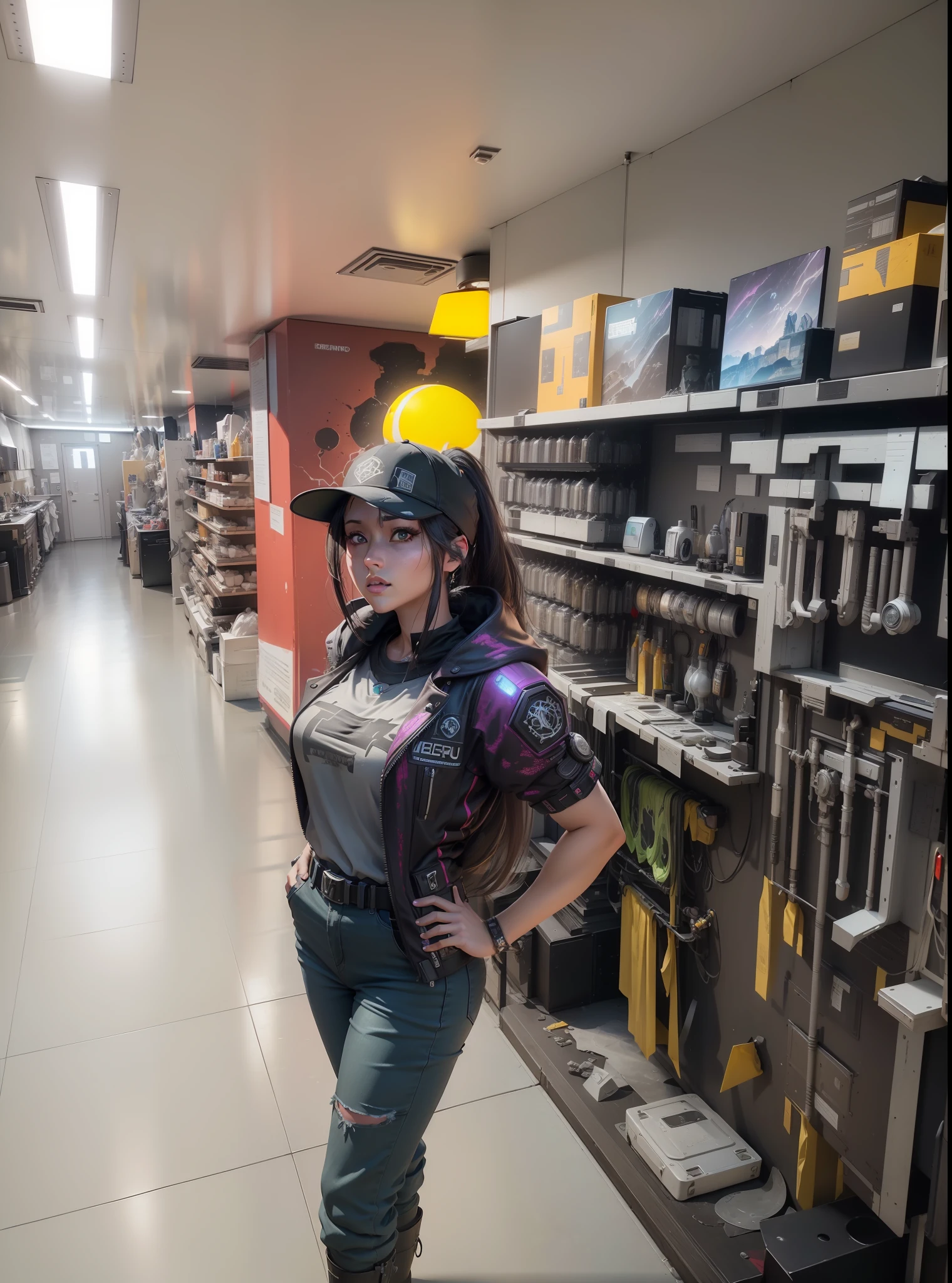 ((Best quality)), ((masterpiece)), (detailed:1.4), 3D, an image of a beautiful cyberpunk female,HDR (High Dynamic Range),Ray Tracing,NVIDIA RTX,Super-Resolution,Unreal 5,Subsurface scattering,PBR Texturing,Post-processing,Anisotropic Filtering,Depth-of-field,Maximum clarity and sharpness,Multi-layered textures,Albedo and Specular maps,Surface shading,Accurate simulation of light-material interaction,Perfect proportions,Octane Render,Two-tone lighting,Wide aperture,Low ISO,White balance,Rule of thirds,8K RAW, --auto --s2