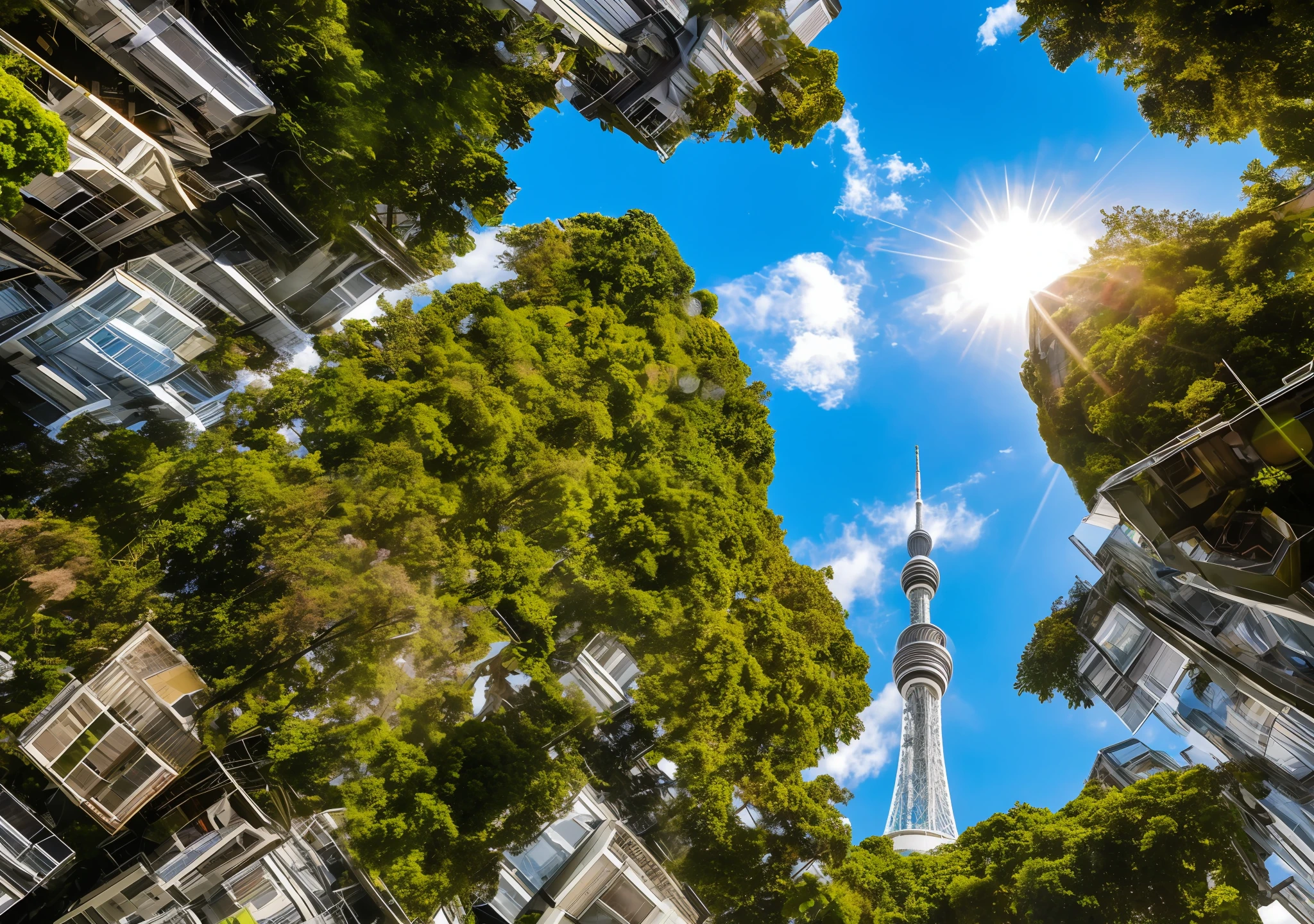 wonder, surreal, high definition, city, jungle, tokyo tower, parallel world