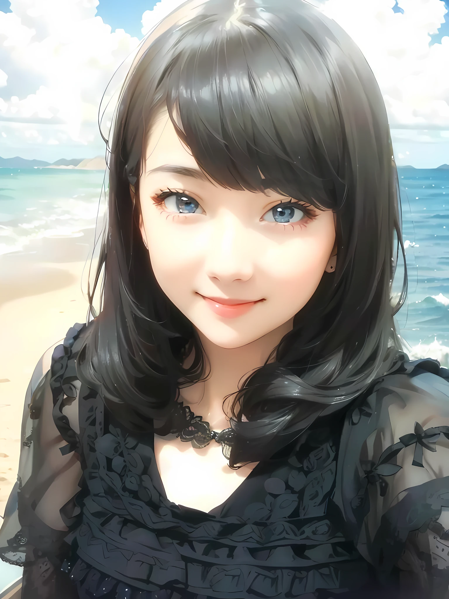 The sea, blue sky, white clouds