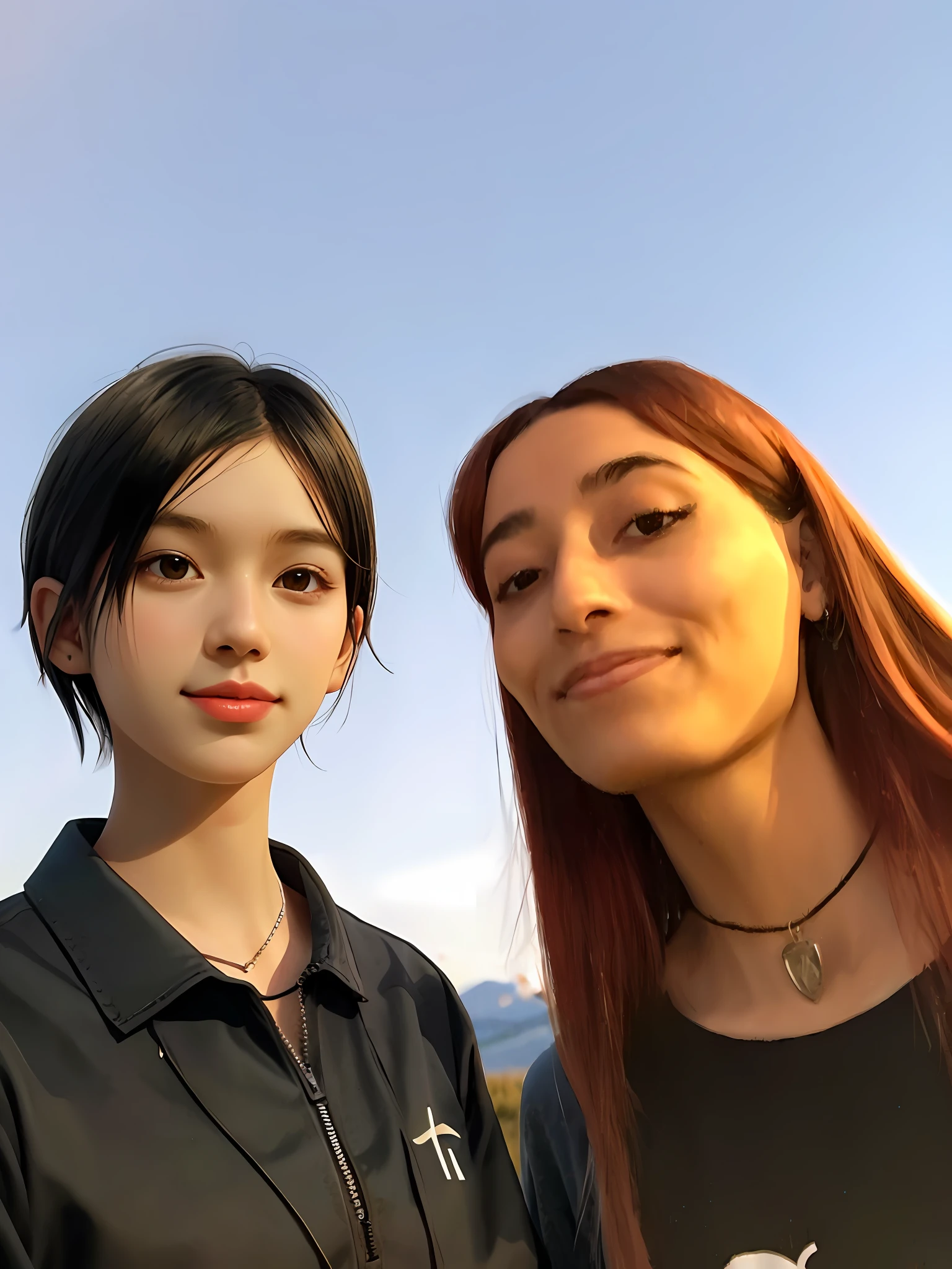 Girl short hair black, realistic, 8k
