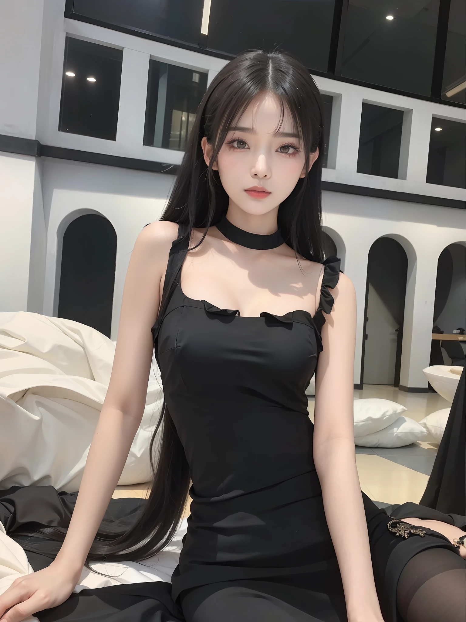 Araki asian woman posing for photo in black dress, wearing black dress, in Yeonnam, Lee Ji-eun, Lee Ji-eun, she is wearing black dress, gorgeous Korean young woman, Korean female fashion model, wearing black dress, Choi Hyun-hwa, wearing black dress, Shaxi, black dress