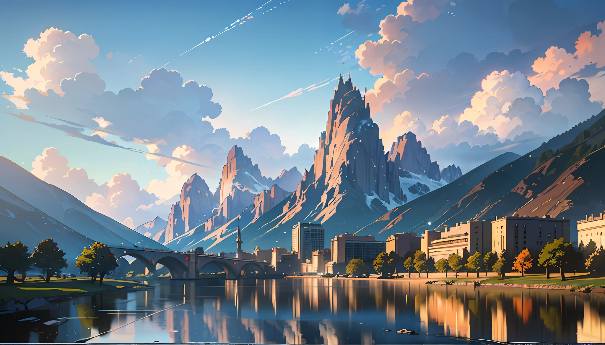 concept art, breathtaking views. Lofi art style, reflections. By Makoto Shinkai, Lofi Art, Beautiful Anime Scenes, Anime Scenery, Detailed Scenery