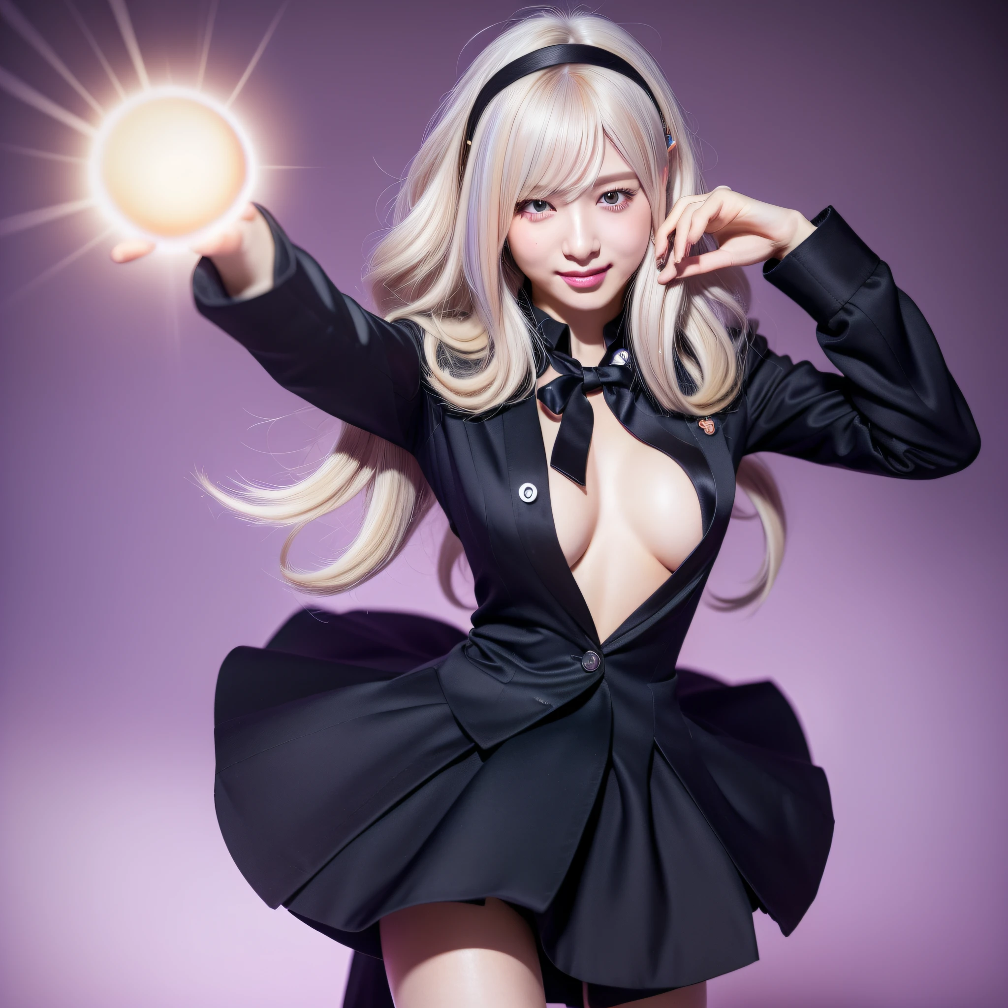 1girl,beautiful vintage color, instagram (photorealistic, high resolution:1.4), ((puffy eyes)), looking at viewer, , full body (8k, RAW photo, best quality, masterpiece:1.2), (realistic, photo-realistic:1.37),(sharp focus:1.2), professional lighting, photon mapping, radiosity, physically-based rendering, (pale skin:1.2),(small breasts:1.2), looking at viewer, (middle hair:1.5), portrait, purple eyes, (sliver hair:1.1),bangs, (simple background:1.4), solo, upper body, realistic,(masterpiece:1.4),(best quality:1.4),(shiny skin),fashi-girl,makeup,smile(skinny,closed mouth,shy :1.3) ,(standing,black Stewardess uniform,Necromancer:1.1),medium bust,sexy pose ,