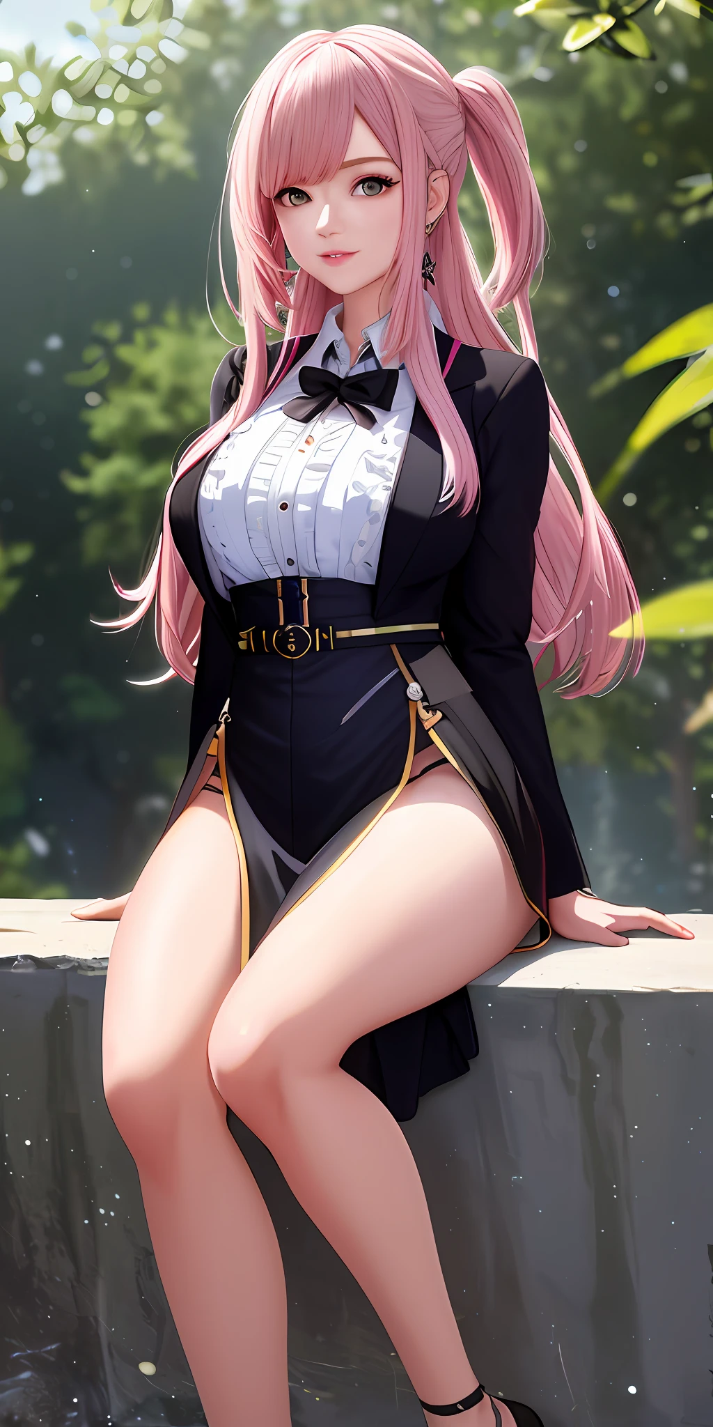 masterpiece,best quality,photo realistic,asda,face,1girl,head,thick lips, pink hair,sitting ,wet,shiny skin, mix4,highres), (absurdres), (best quality), (high quality), (masterpiece), 1girl, shenhe \(genshin impact\), long hair, silver hair, large breasts, arms behind back, lingerie