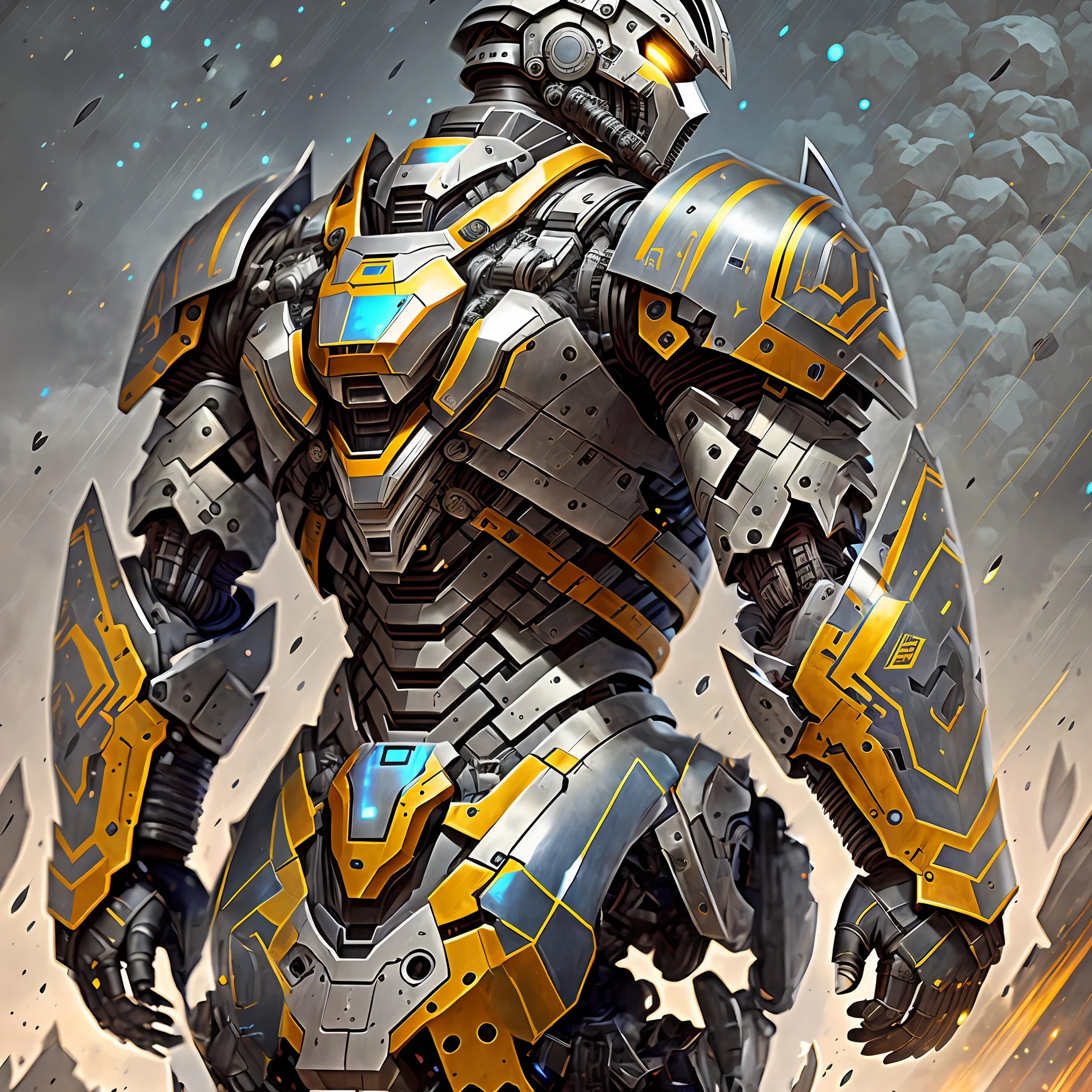 A combination of heavy mechanical structure, outer armor and machinery