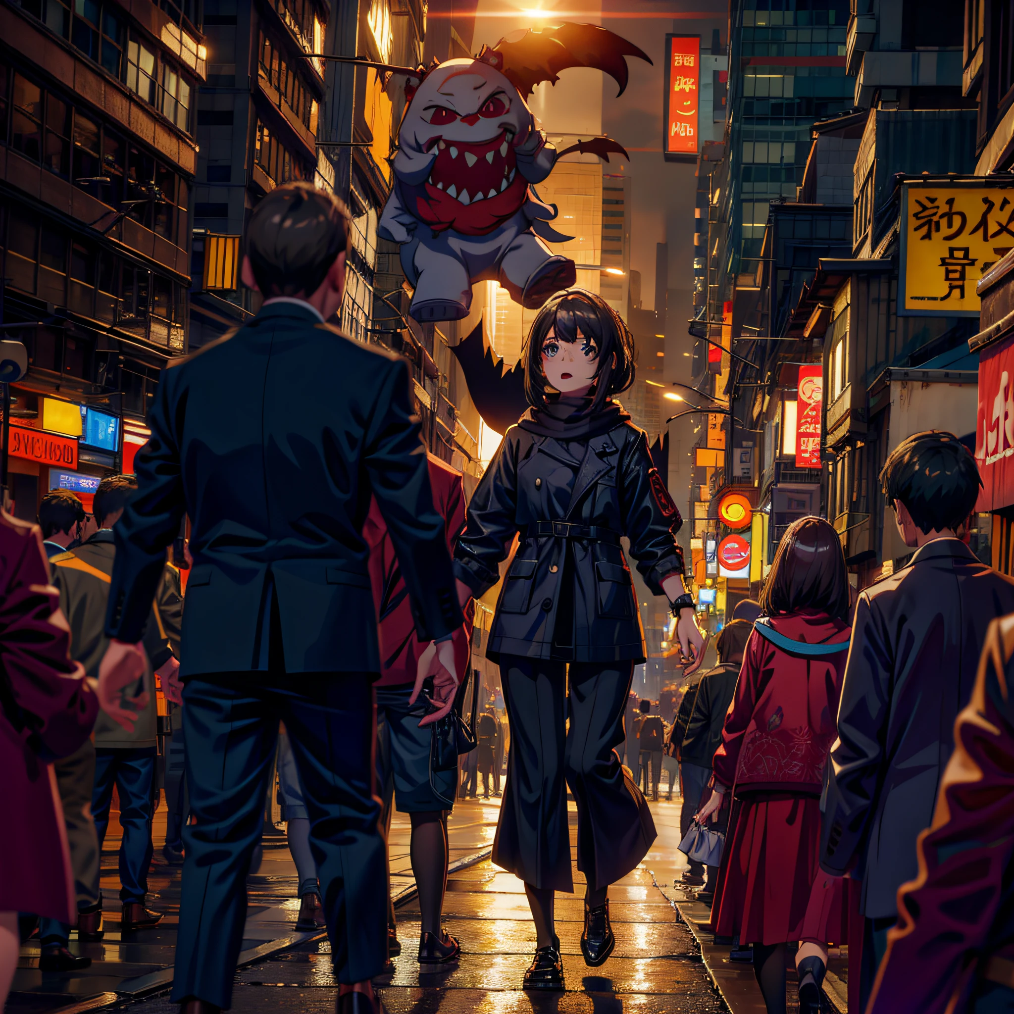On the streets, monsters are dense, and the crowd is panicking and chasing people