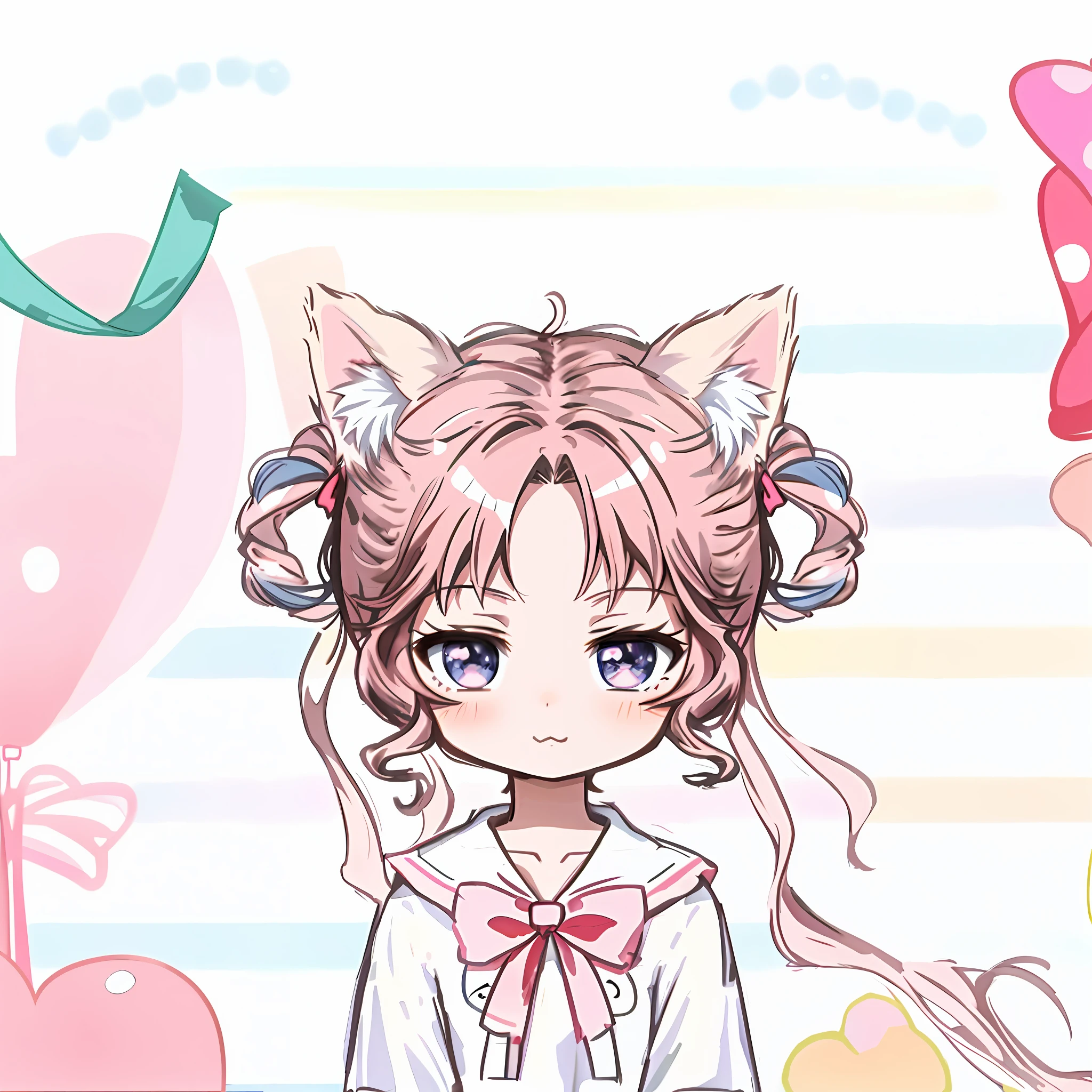 anime girl with a cat ears and a bow in front of balloons, cute anime catgirl, very beautiful cute catgirl, anime girl with cat ears, very beautiful anime cat girl, beautiful anime catgirl, soft anime illustration, girl with cat ears, anime catgirl, cute anime style, kawaii realistic portrait, cute art style, attractive cat girl, kawaii anime manga style