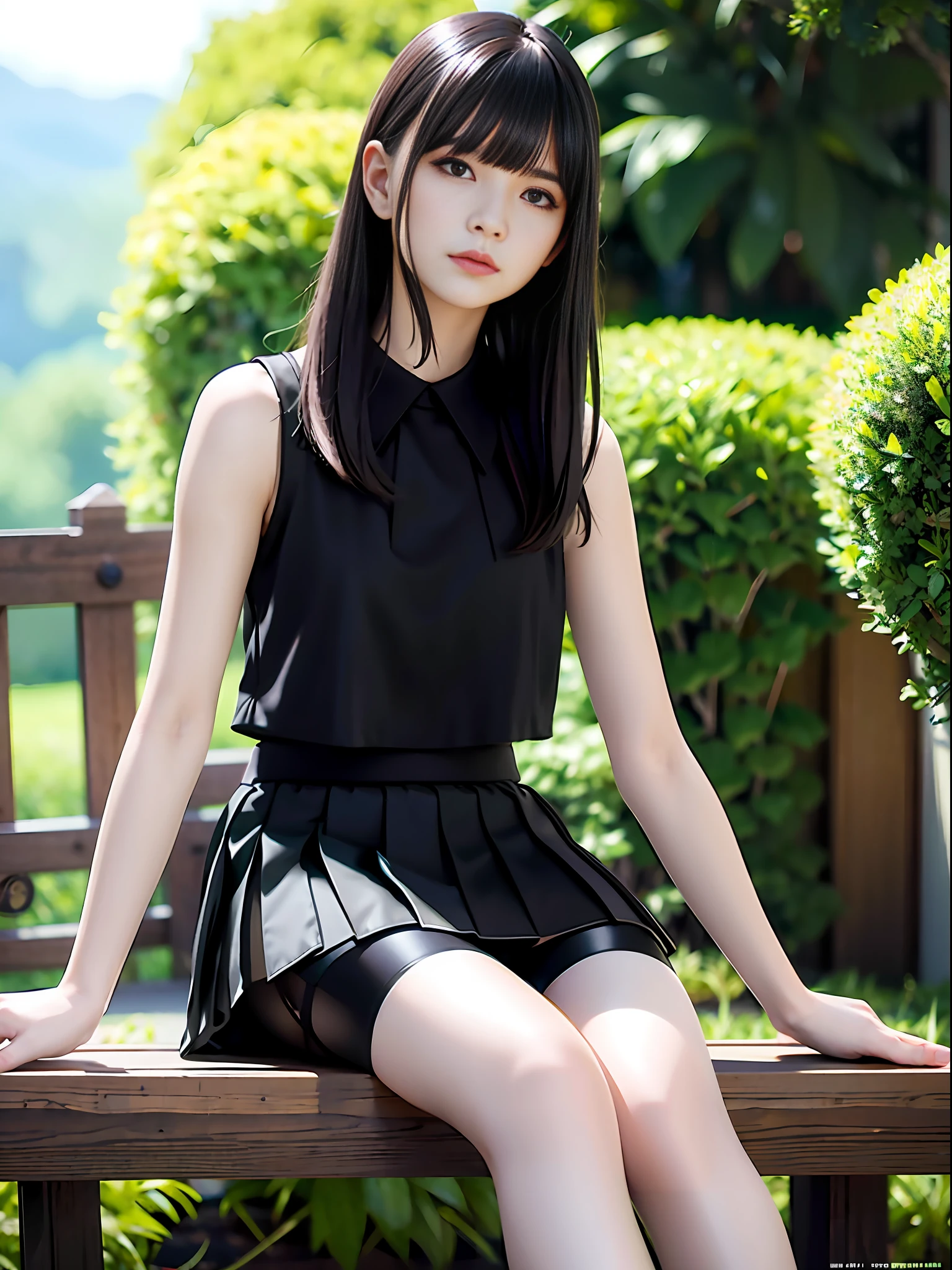 masterpiece, masterpiece, best quality, best quality, real, unity, 8k wallpaper, official art, highly detailed cg unity 8k wallpaper, ulzzang-6500, (original: 1.2), (real: 1.4), mix4, (8k, RAW photos, top quality, masterpiece: 1.27), simple costumes, skirts, pleated skirts, (Black spandex shorts:1.37)) shorts under skirt, lively girl, (realistic, photorealistic: 1.37), photon mapping, radiosity, one girl, mature, cool, professional lighting, physically based rendering, sitting in a chair, overhead view, hair fluttering in the wind, blurring background, handsome, masterpiece, highest quality, high resolution, highest quality photo, high resolution, 1080p, ( Delicate Skin), (Clear Face), (Detailed Facial Description), (Detailed Hand Description), (Masterpiece), (Elaborate CG), (Detailed Facial Features), (Top Quality Photos), (Masterpiece), (Detailed Eyes),