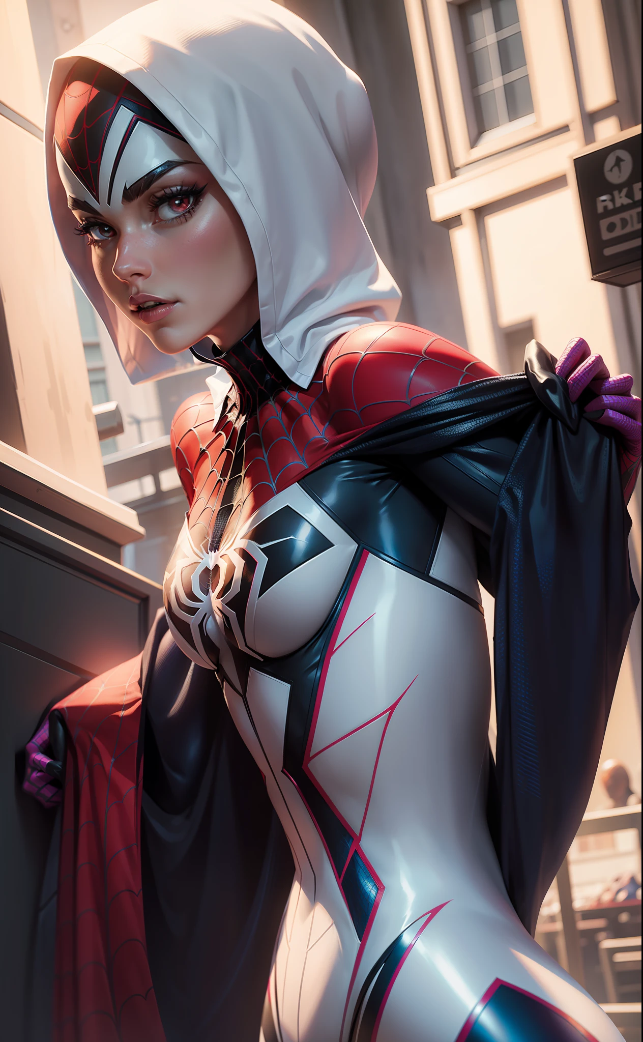 Spider Gwen, Detailed Spider-Man Costume, Spider Woman, 8k UHD --auto --s2