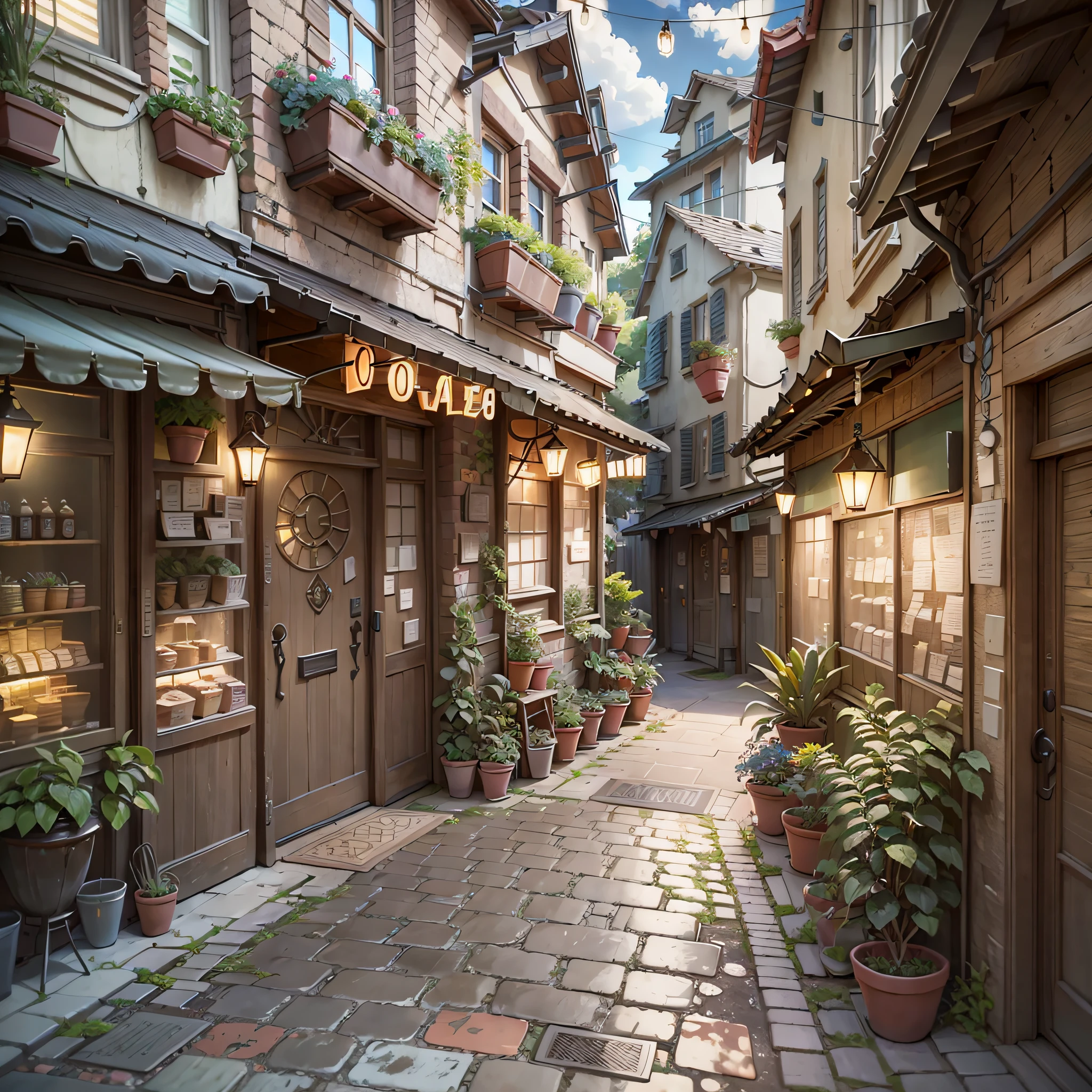 there is a patio with a table and chairs and a door, by senior environment artist, relaxing concept art, inspired by senior environment artist, beautiful 3 d concept art, environment art, 3 d stylize scene, cozy cafe background, anime scenery concept art, akihiko yoshida. unreal engine, anime background art, realistic 3 d style, highly detailed scene --auto --s2