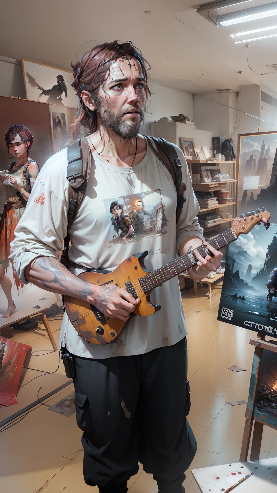 modelshoot style, (extremely detailed CG 8k wallpaper), full body photo of the most beautiful artwork in the world, (((I)), ((The Last Of Us))), ((apocalyptic environment)), looking at the viewer, professional majestic oil painting by Ed Blinkey, Atey Ghailan, Studio Ghibli, by Jeremy Mann, Greg Manchess, Antonio Moro, trend at ArtStation, trend at CGSociety, Intricate, High Detail, Sharp Focus, Dramatic and Photorealistic Mid-Journey Painting Art and Greg Rutkowski --auto --s2