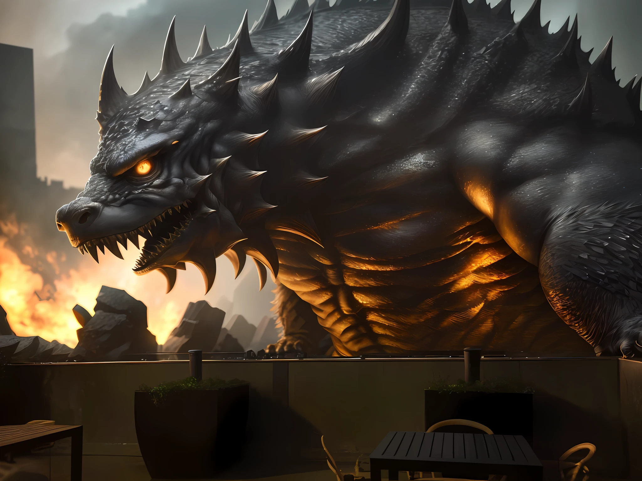 Realistic monster,8k, high definition, detailed face, detailed face, detailed eyes, hyper-realistic, + cinematic shot + dynamic composition, incredibly detailed, sharpness, detail + superb detail + night with light + perfectionism + award-winning realism ((ambient lighting))