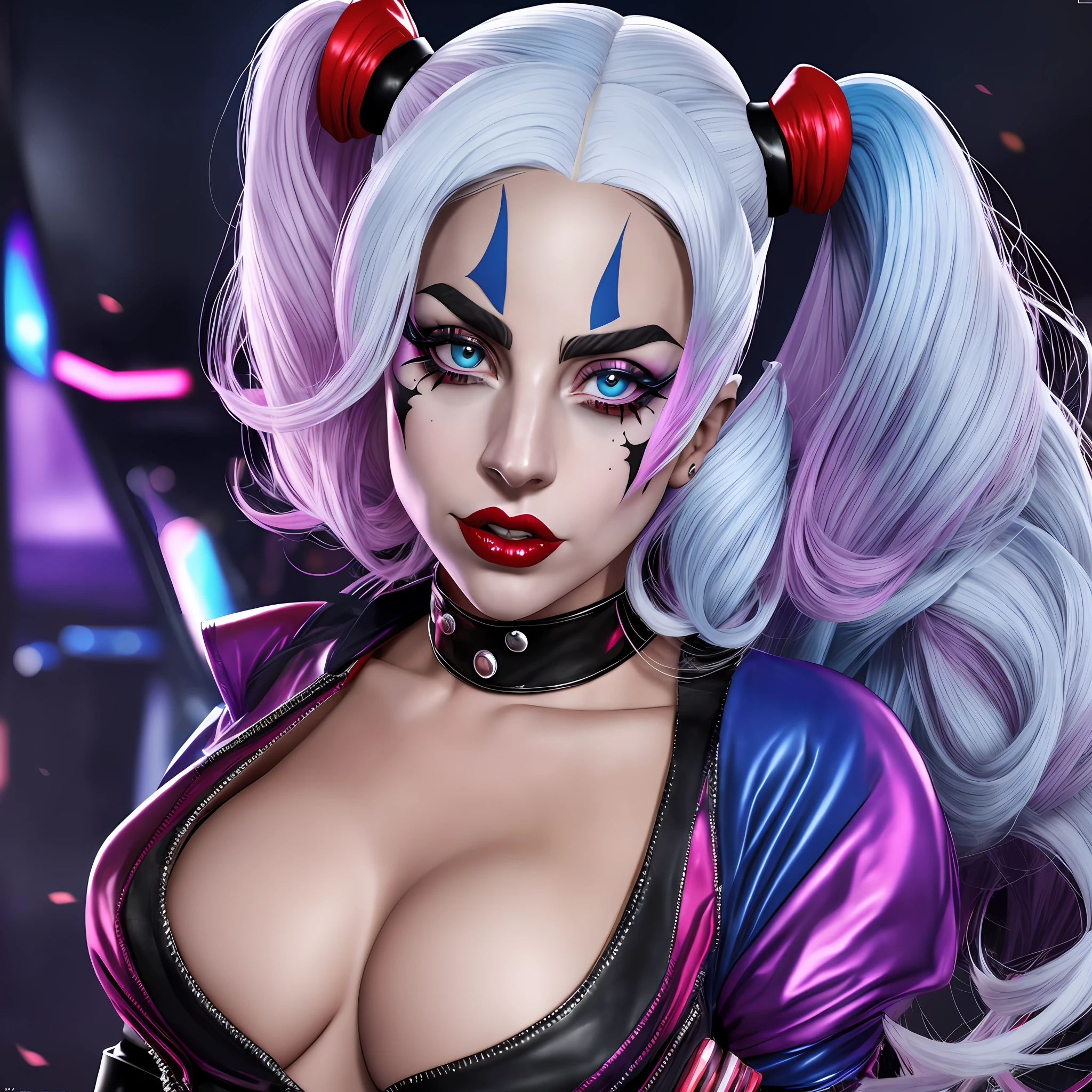 lady gaga, classic harley quinn outfit, character, full lady gaga face details, 8K, ultra HD