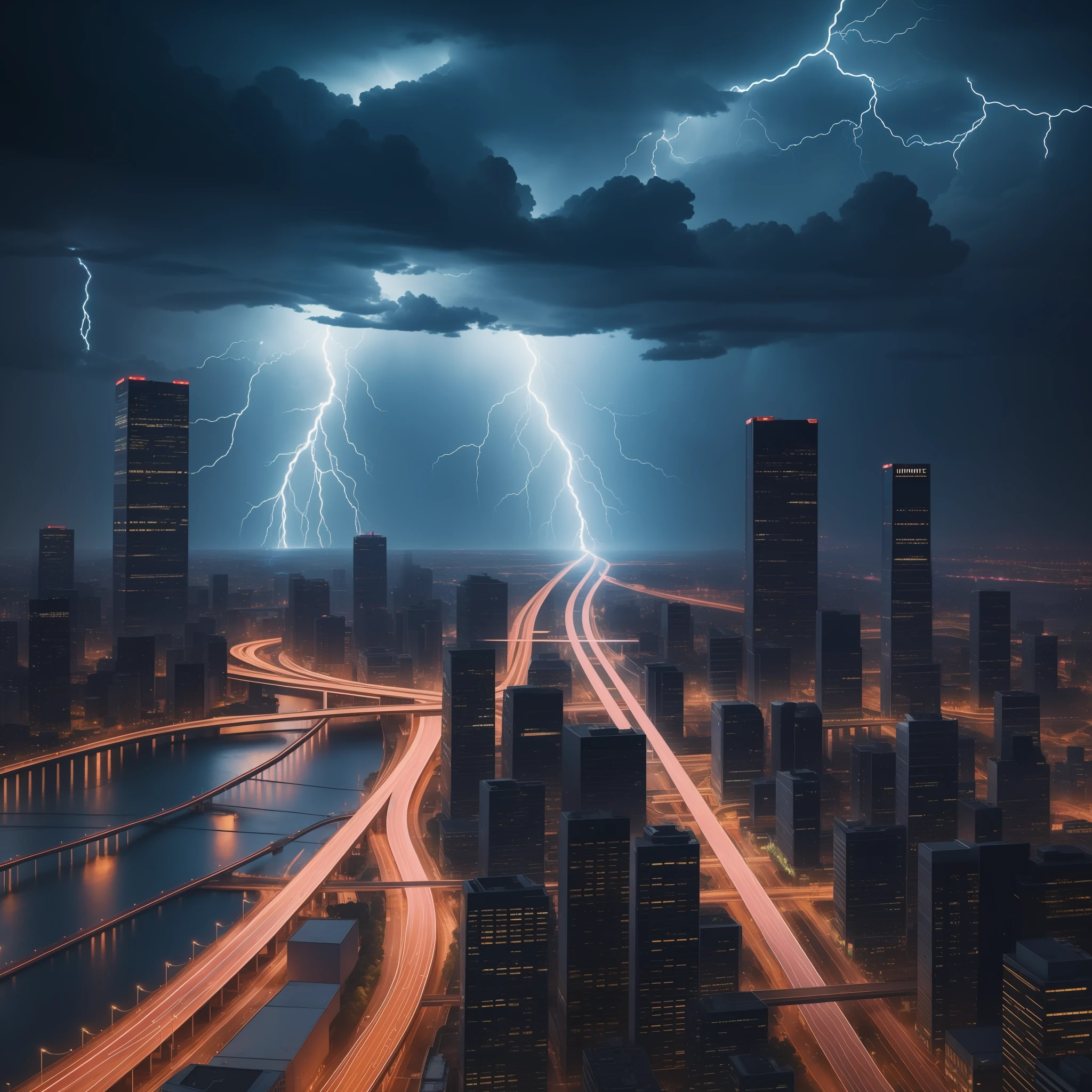 The city in the thunder of lightning at night, traffic tracks and lights from different directions are intertwined into a splendid picture. With different forms of artificial lightning, electric storms and thunderstorms sweeping the city, it has become a unique weather photography. Collect lightning forks, movie forks and lightning effects to provide a strong picture impact, provide detailed lighting and thunder, present an imaginative and malleable artistic image, and cinematic effects and colors complement each other to create infinite amazement.
