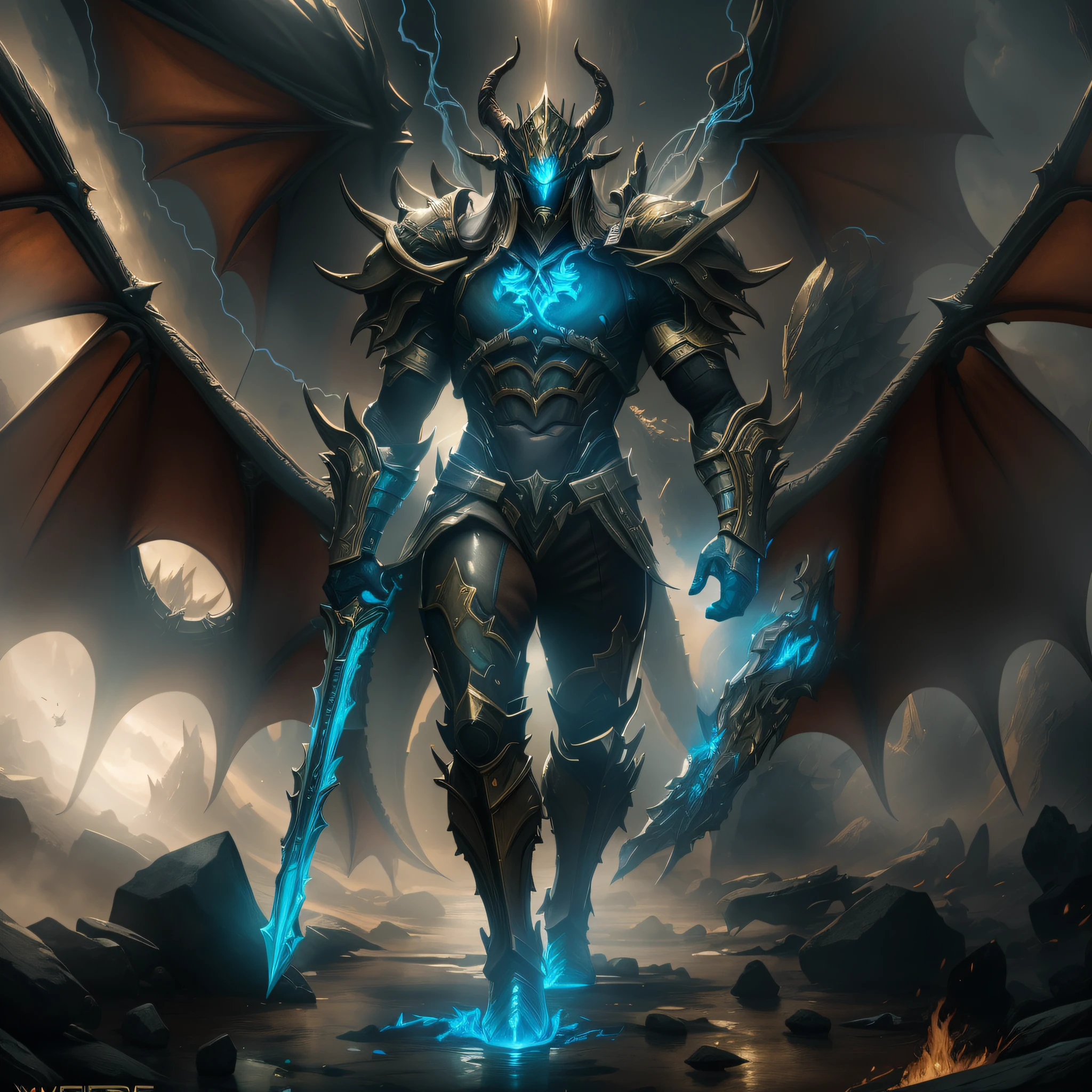 Full Warframe Armor, Large Dragon Wings, Realistic