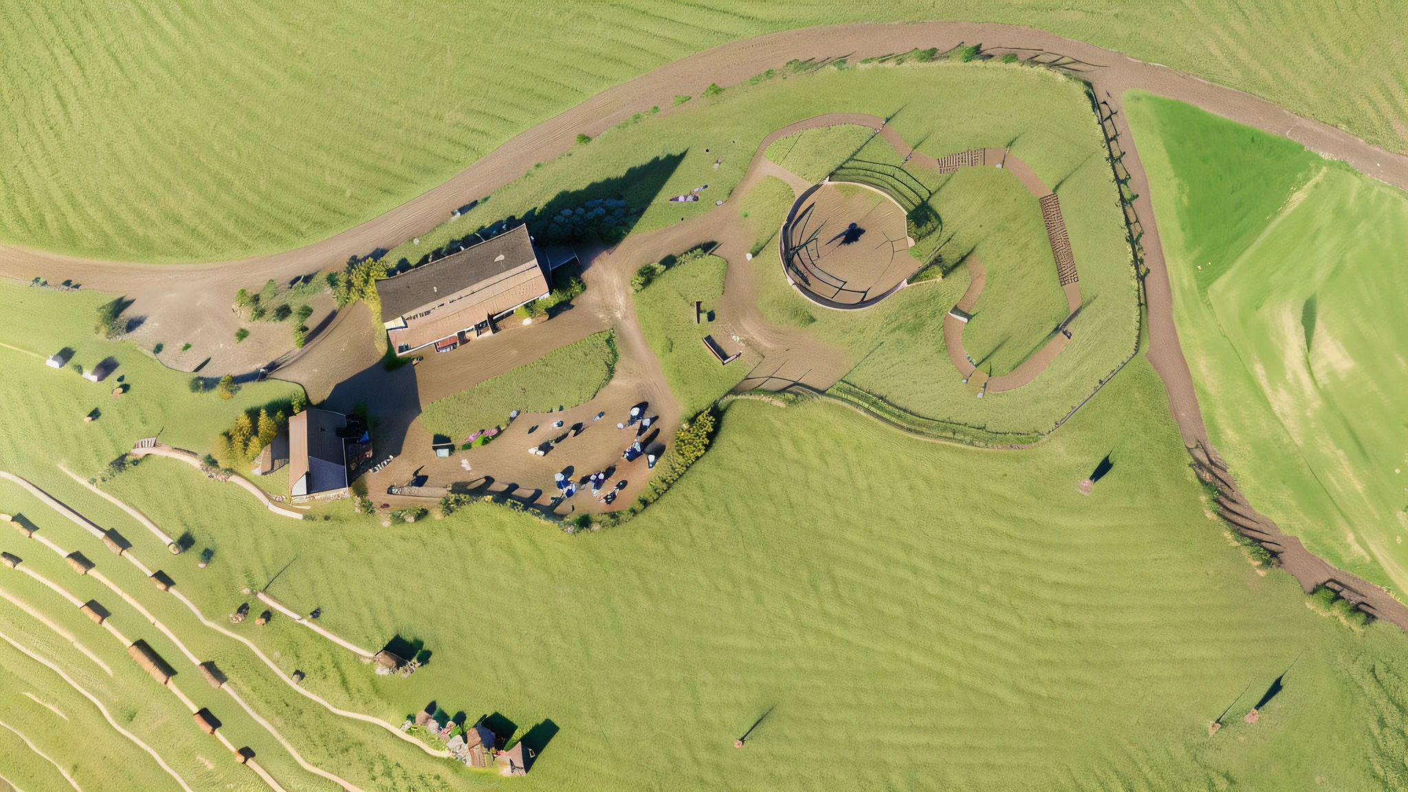 Aerial view, HD aerial photography, prairie horse farm