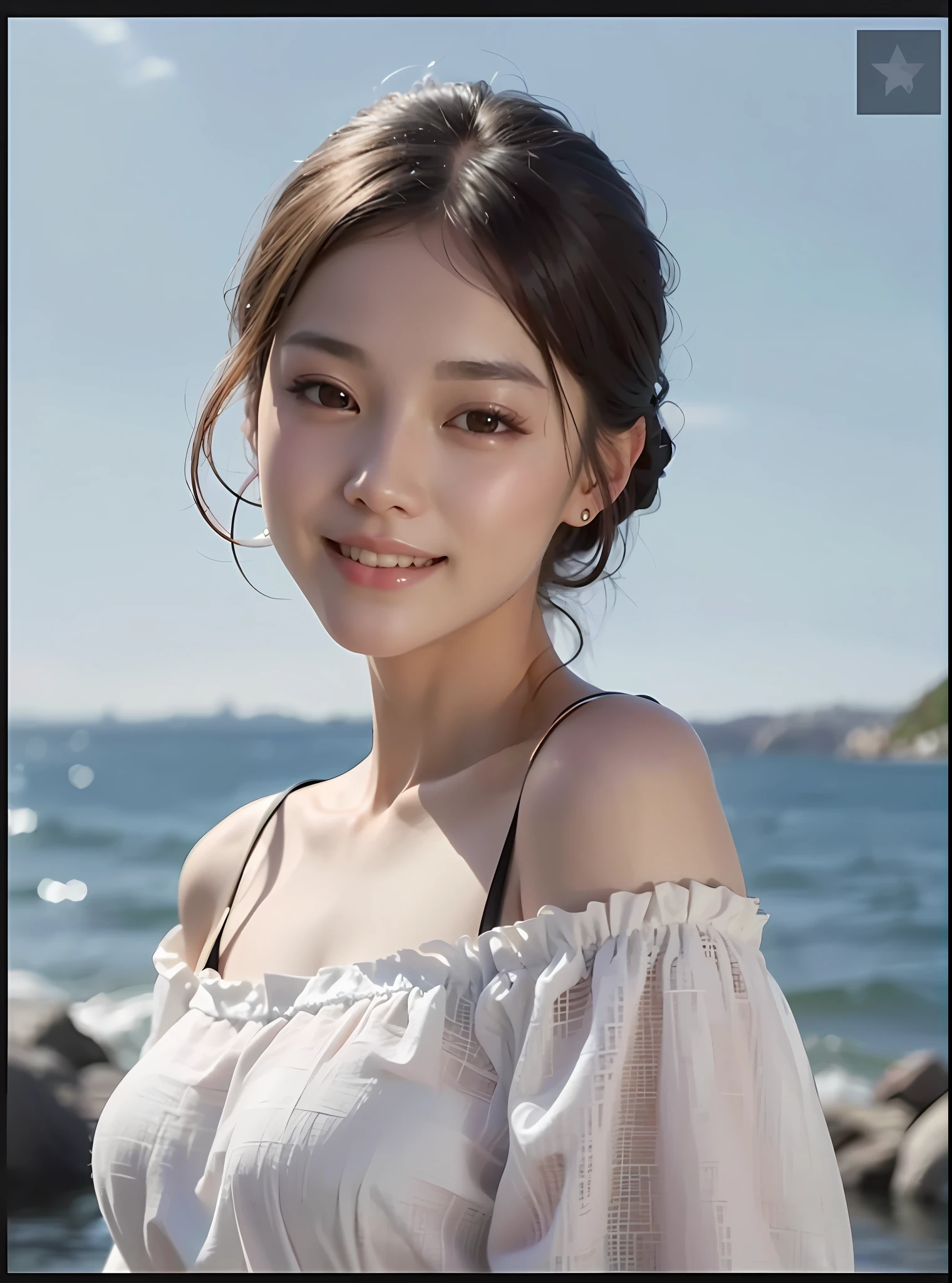 a close up of a woman in a white top near the water, gorgeous chinese model, gorgeous young korean woman, beautiful south korean woman, beautiful young korean woman, a cute young woman, xintong chen, chinese girl, beautiful asian girl, a beautiful young woman, cute young woman, lovely delicate face, wenfei ye, young cute wan asian face, cute korean actress
