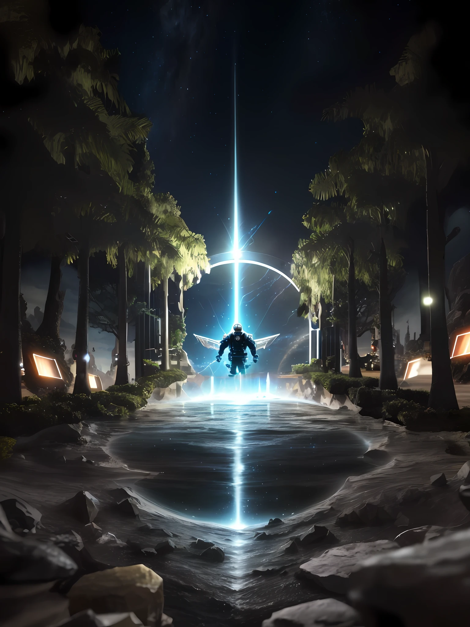 Portal to another dimension, 8k, high definition, hyper-realistic, + cinematic plane + dynamic composition, incredibly detailed, sharpness, detail details + night with light + perfectionism + award-winning realism ((ambient lighting))
