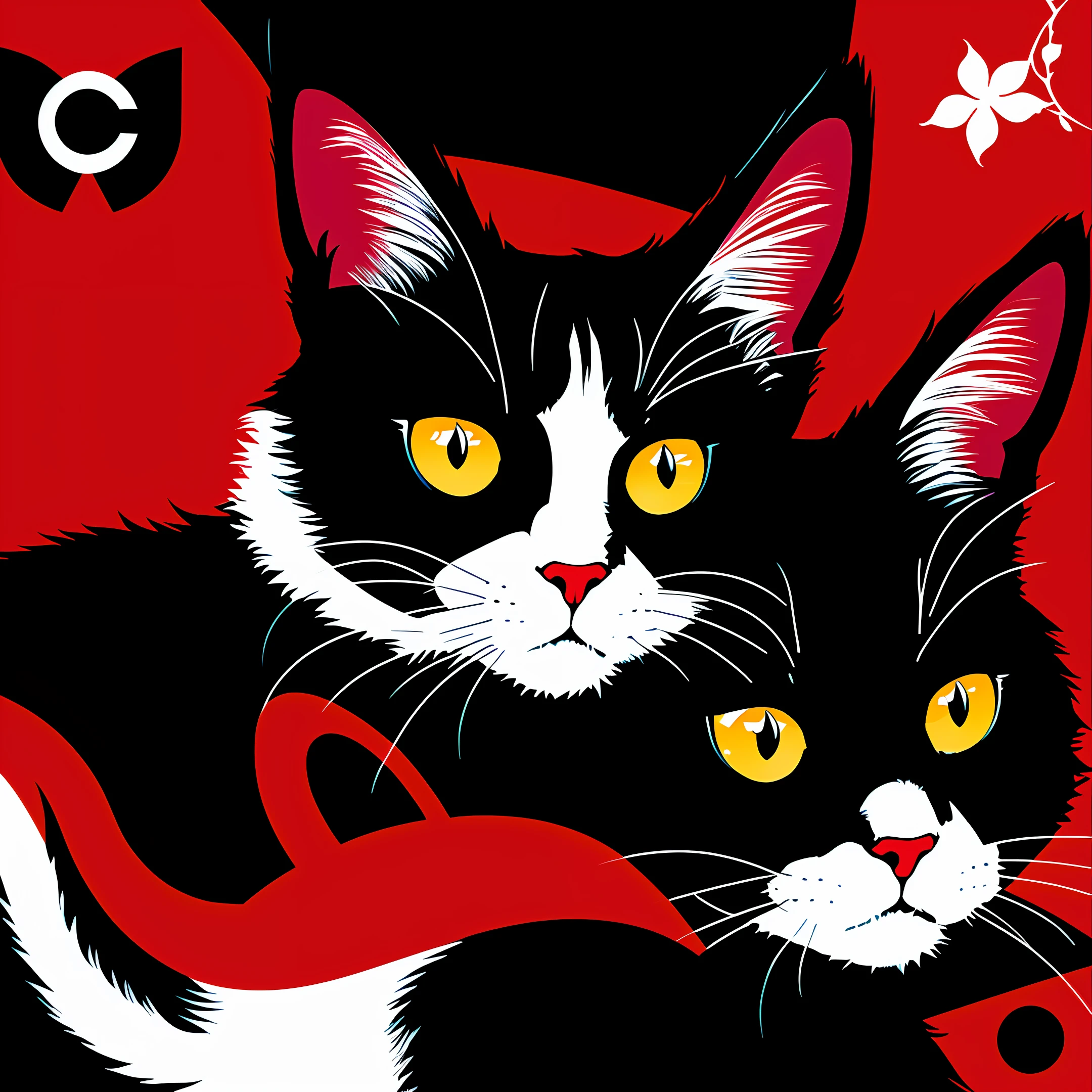 Cat Japan Icon Abstract