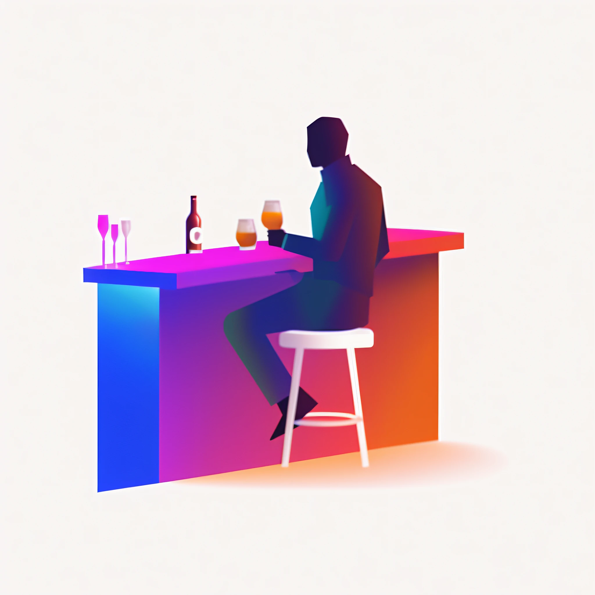 there is a man sitting at a bar with a glass of wine, sitting alone at a bar, drinking at the bar, sitting at a bar, an illustration of a bar/lounge, in a bar, sitting at the bar, at a bar, minimalistic illustration, detailed 2d illustration, 2 d illustration, 2d illustration, flat illustration, minimalist illustration
