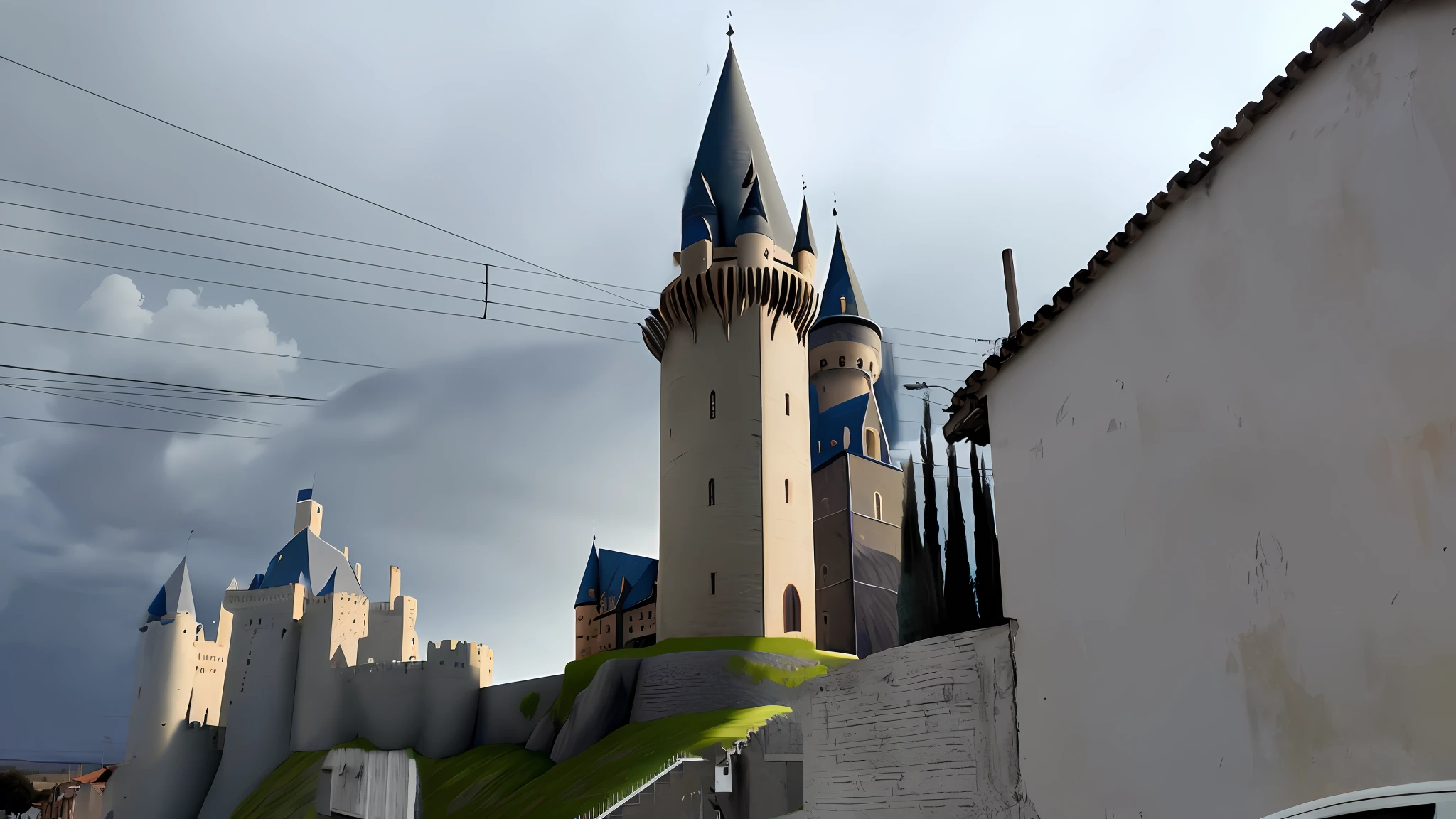 Medieval castle, 8k, high definition, hyper-realistic, + cinematic plan + dynamic composition, incredibly detailed, sharpness, details details + night with light + perfectionism + award-winning realism ((ambient lighting))