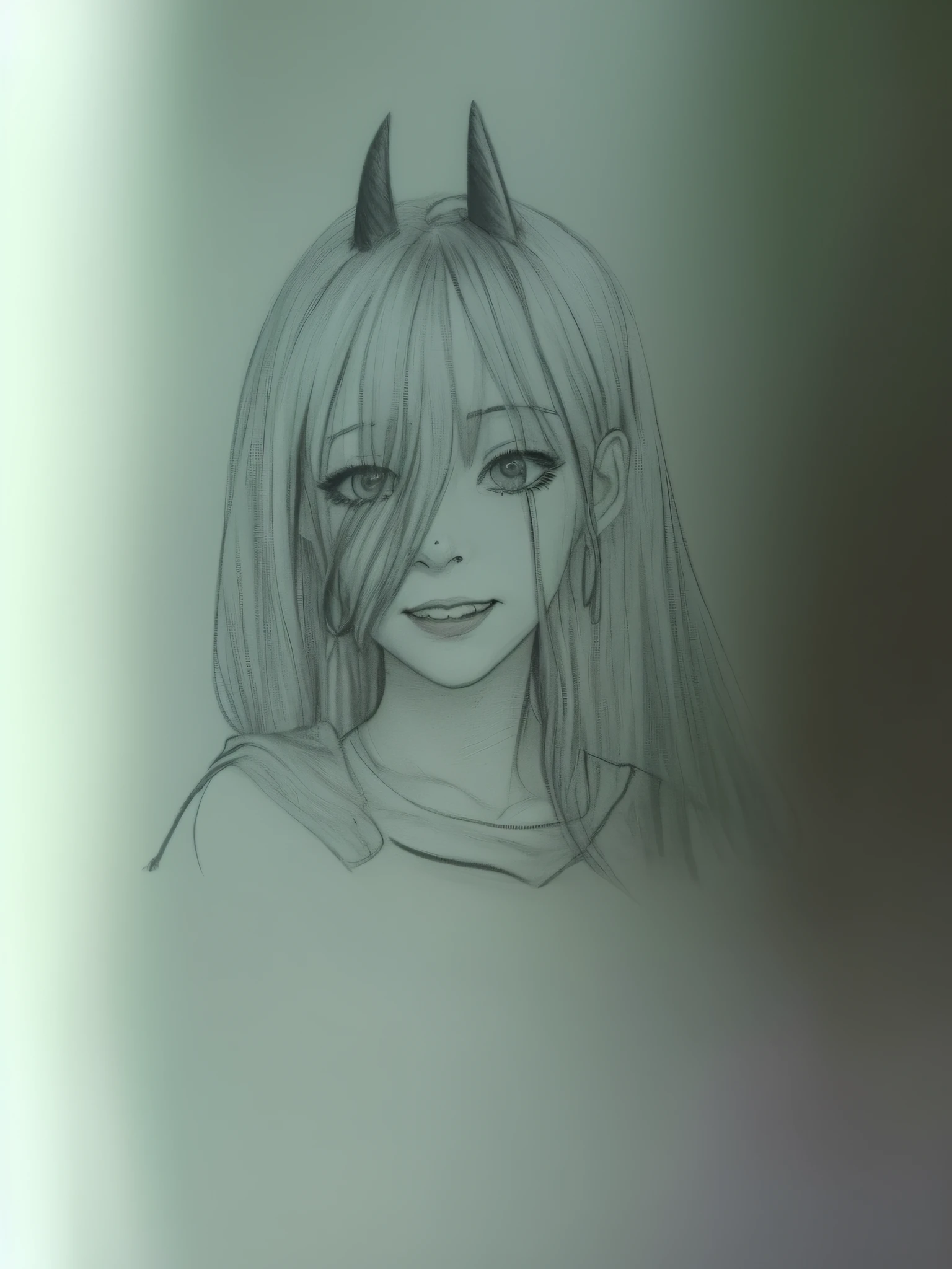 Close-up of girl with horns on her head, anime sketch, anime manga, anime style, she is smiling, old sketch, anime shadow), anime shadow, anime style, line sketch!!, smile but have a temper, portrait of an anime girl, semi-realistic anime style, no shadows, anime painting, anime style portrait, pink hair, high quality drawing --auto --s2