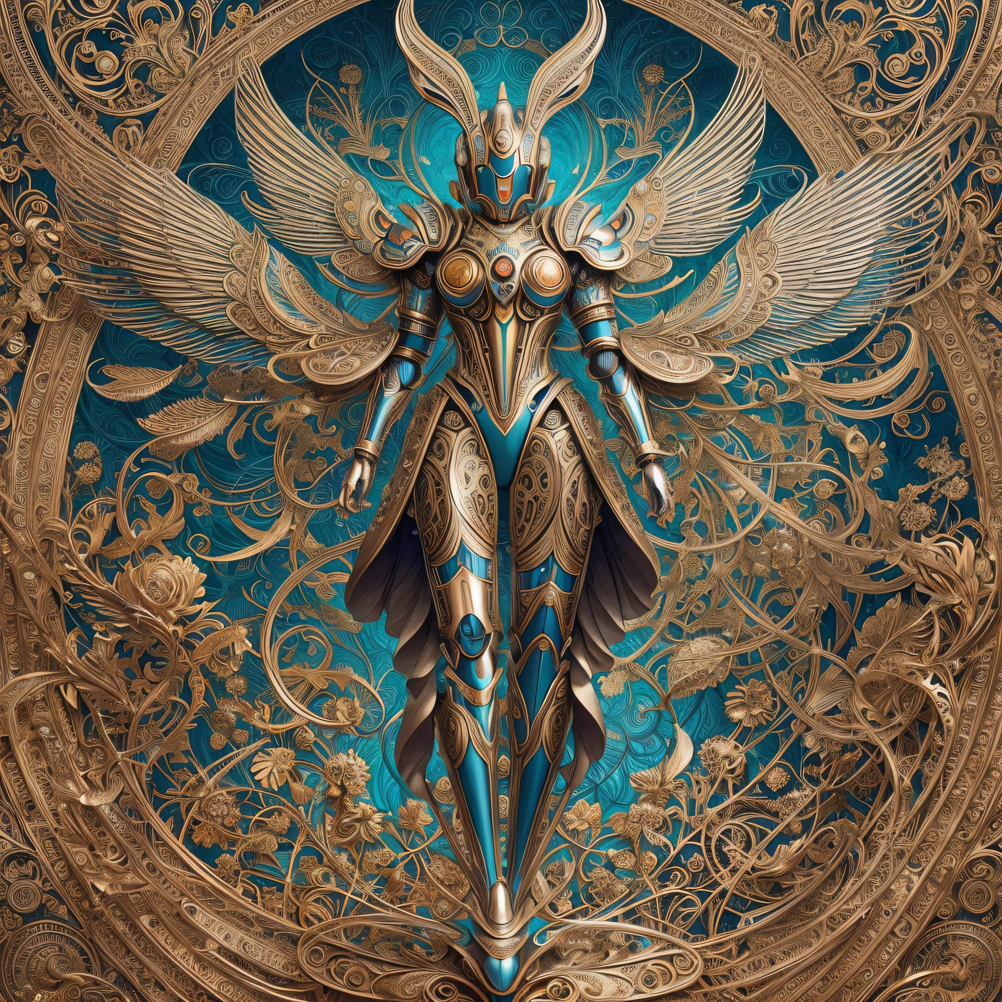 Robot Mechanical Rabbit, Robot Wings, Ernst Haeckel, James Jean. generative art, baroque, intricate patterns, fractalism, film stills, realism, vibrant peacock feathers, intricate, elegant, very detailed, digital painting, artstation, smooth, clear focus, illustration, outrun, vaporware, full body shot --auto --s2