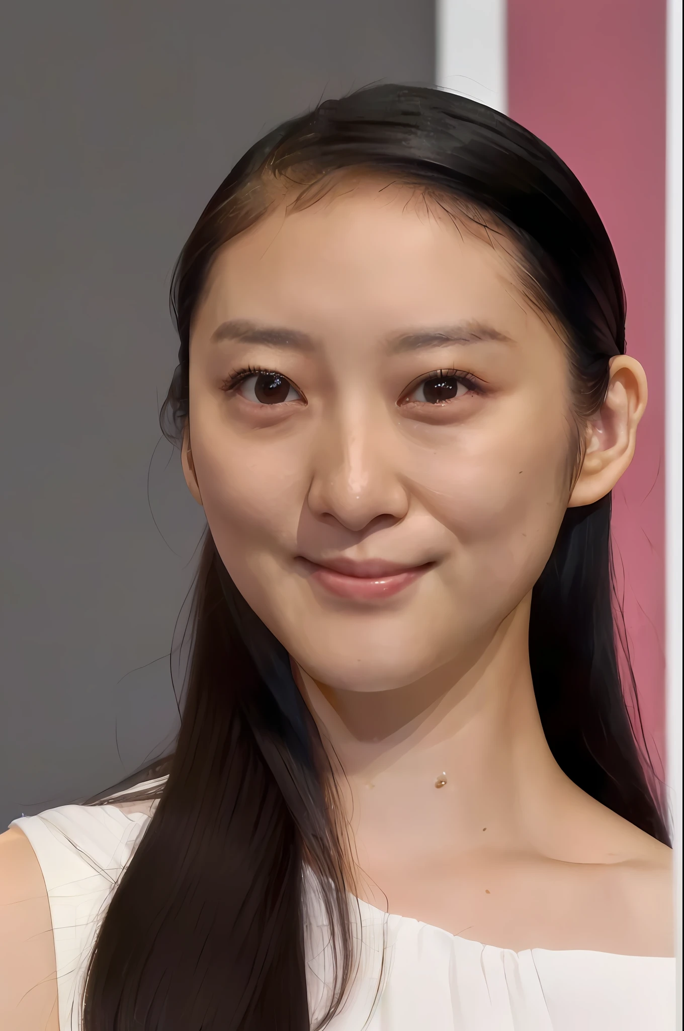 (4k,   best quality, highres:1.2), (realistic, photo-realistic:1.37),  Emi Takei, 1girl, solo,   black_hair, long hair, realistic, (looking_at_viewer:1.3),   dress, lips, nose, detailed eyes, (pale skin:1.3),