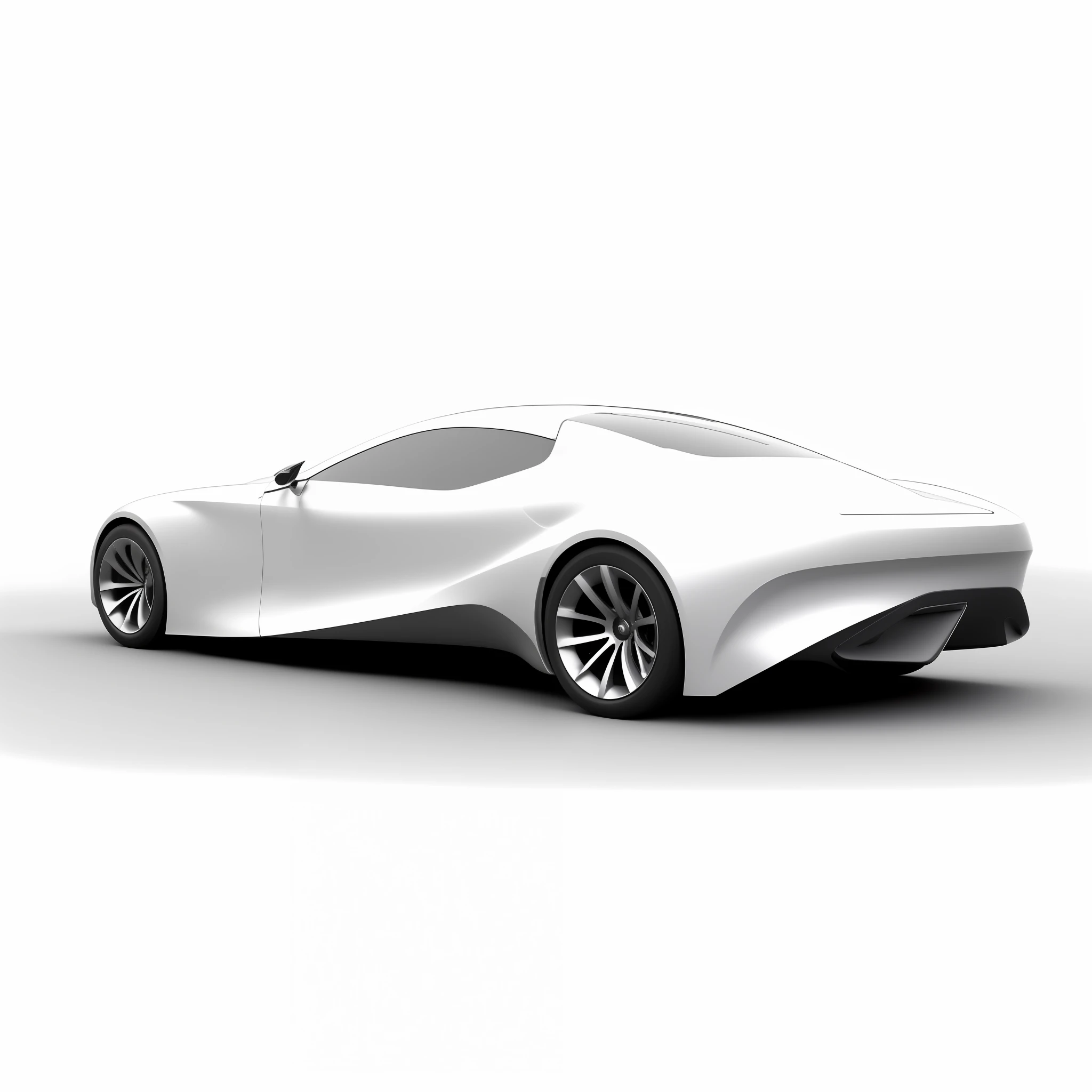 Close up of futuristic car, futuristic concept car, car concept, aerodynamic design, white background, streamlined design, slip-back sedan, modernity, three-quarter side
