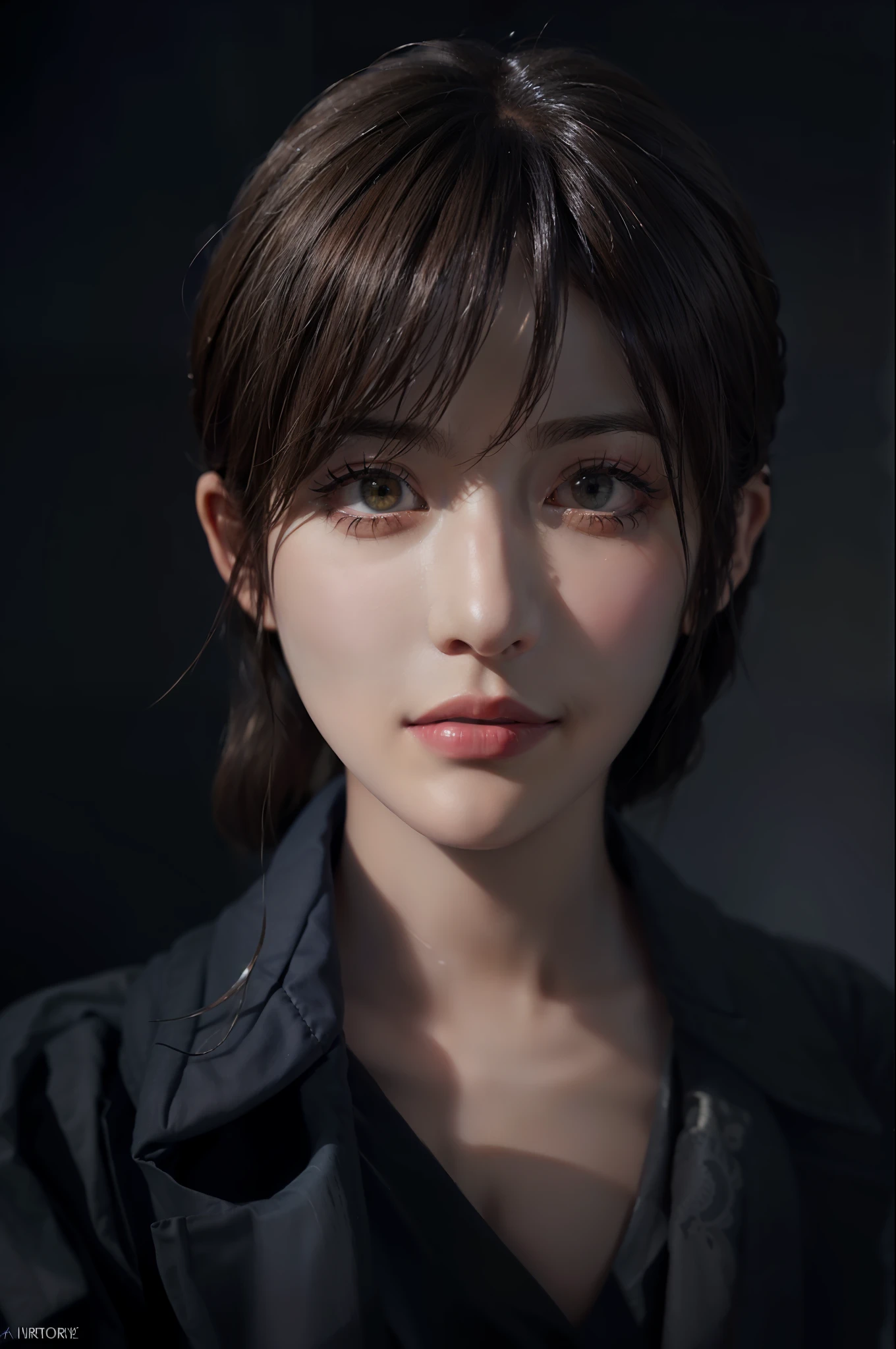 Hyperrealist portrait of female by david hockney and alphonse mucha,fantasy art, photo realistic, dynamic lighting, artstation, poster, volumetric lighting, very detailed faces, 4 k, award winning,, 1girl, in the dark, deep shadow, low key,cowboy shot,(official clothing:1.4) ,long hair,white hair,