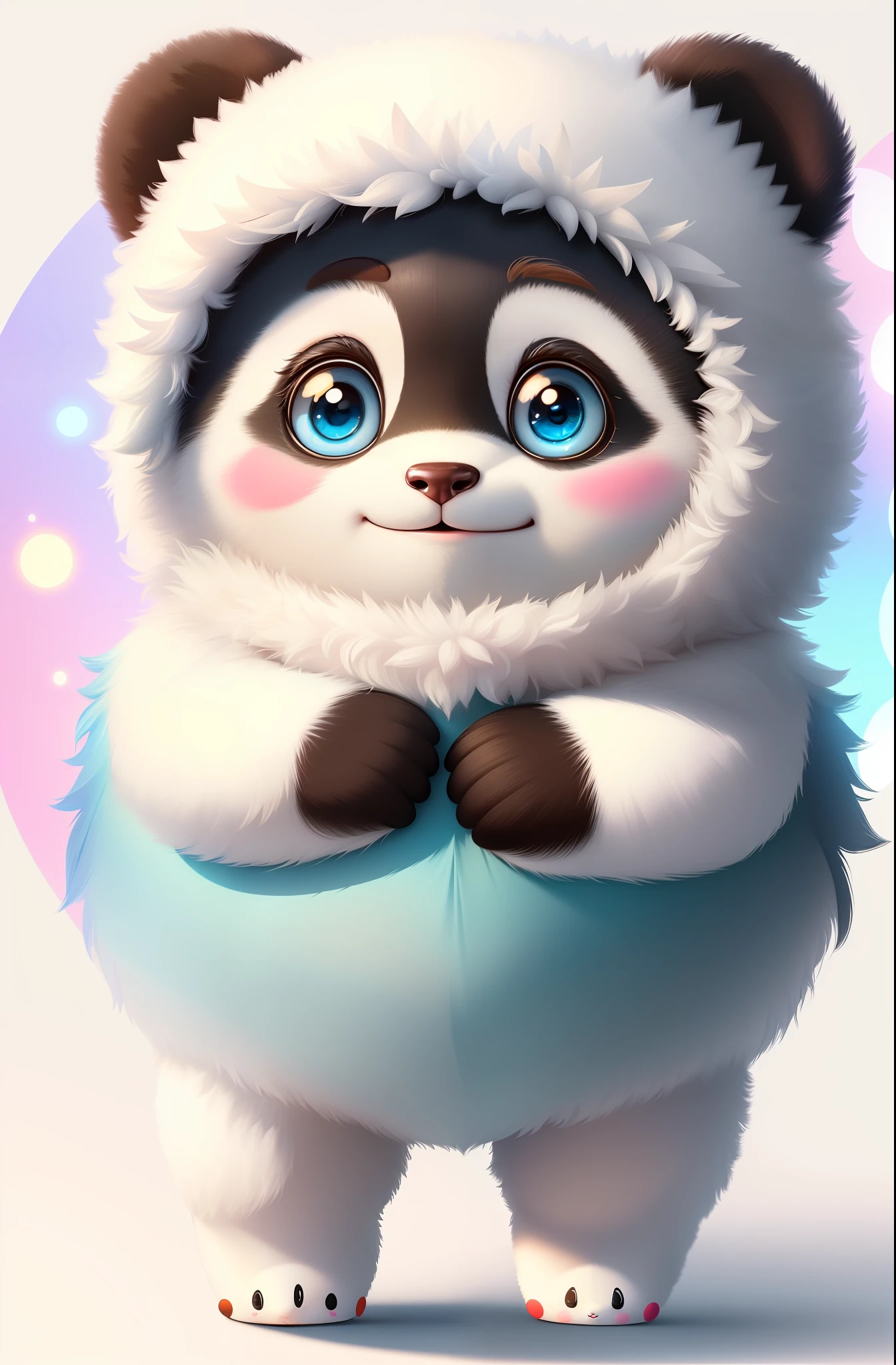 (Masterpiece), (Best Quality), (Ultra Detail), (Full Body:1.2), Super Cute,  Panda, Pixar Character, Big Bright Eyes, Fluffy, Smile, Delicate and Fine, Fairy Tale, Incredibly Detailed, Pixar Style, Bright Color Palette,White Background Background, Octane Rendering, Trending on Artstation, Gorgeous, Ultra Wide Angle, 8k, HD, Real,