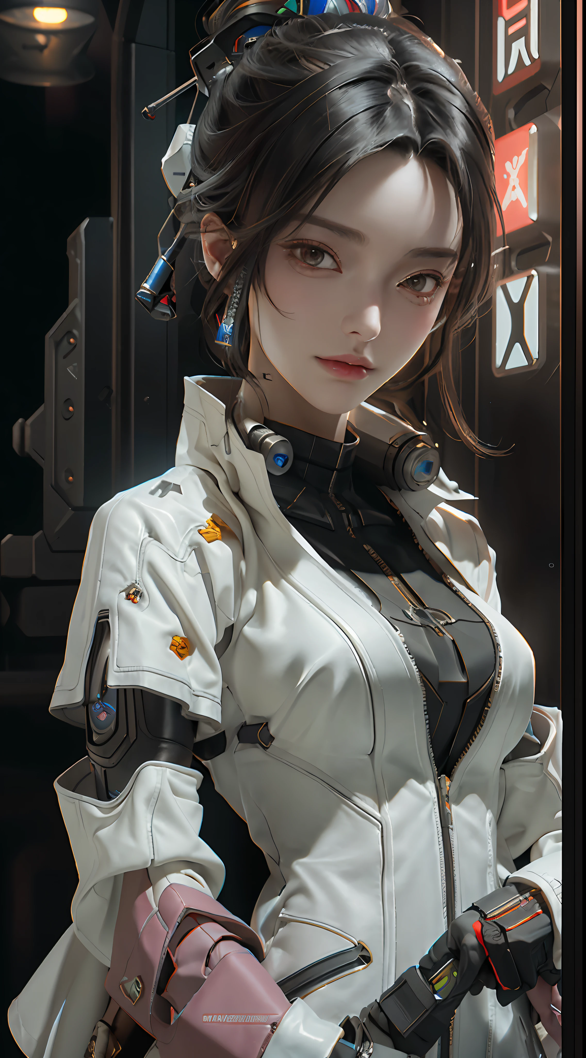 ((Best quality)), ((masterpiece)), (detailed:1.4), 3D, an image of a beautiful cyberpunk female,HDR (High Dynamic Range),Ray Tracing,NVIDIA RTX,Super-Resolution,Unreal 5,Subsurface scattering,PBR Texturing,Post-processing,Anisotropic Filtering,Depth-of-field,Maximum clarity and sharpness,Multi-layered textures,Albedo and Specular maps,Surface shading,Accurate simulation of light-material interaction,Perfect proportions,Octane Render,Two-tone lighting,Wide aperture,Low ISO,White balance,Rule of thirds,8K RAW,
