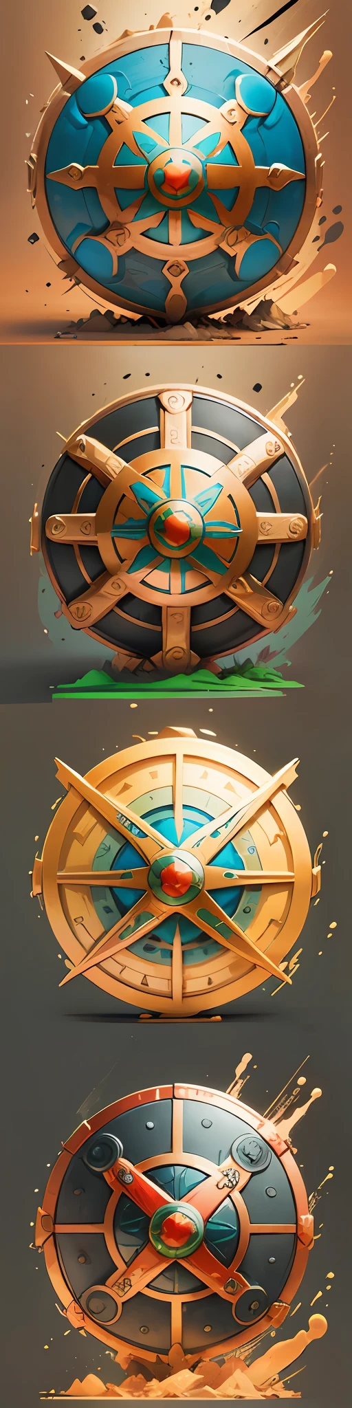 A cartoon style shield logo with vibrant colors, It features a well-planned design, with sophisticated features and defined contours, Strong texture and frontal perspective, Motor Gráfico Leonardo Diffusion, motor de Renderização Leonardo style, Prompt Magic v2, 2024x2024 Px, Guidance Scale 80 , Strength 0.1000 --auto --s2