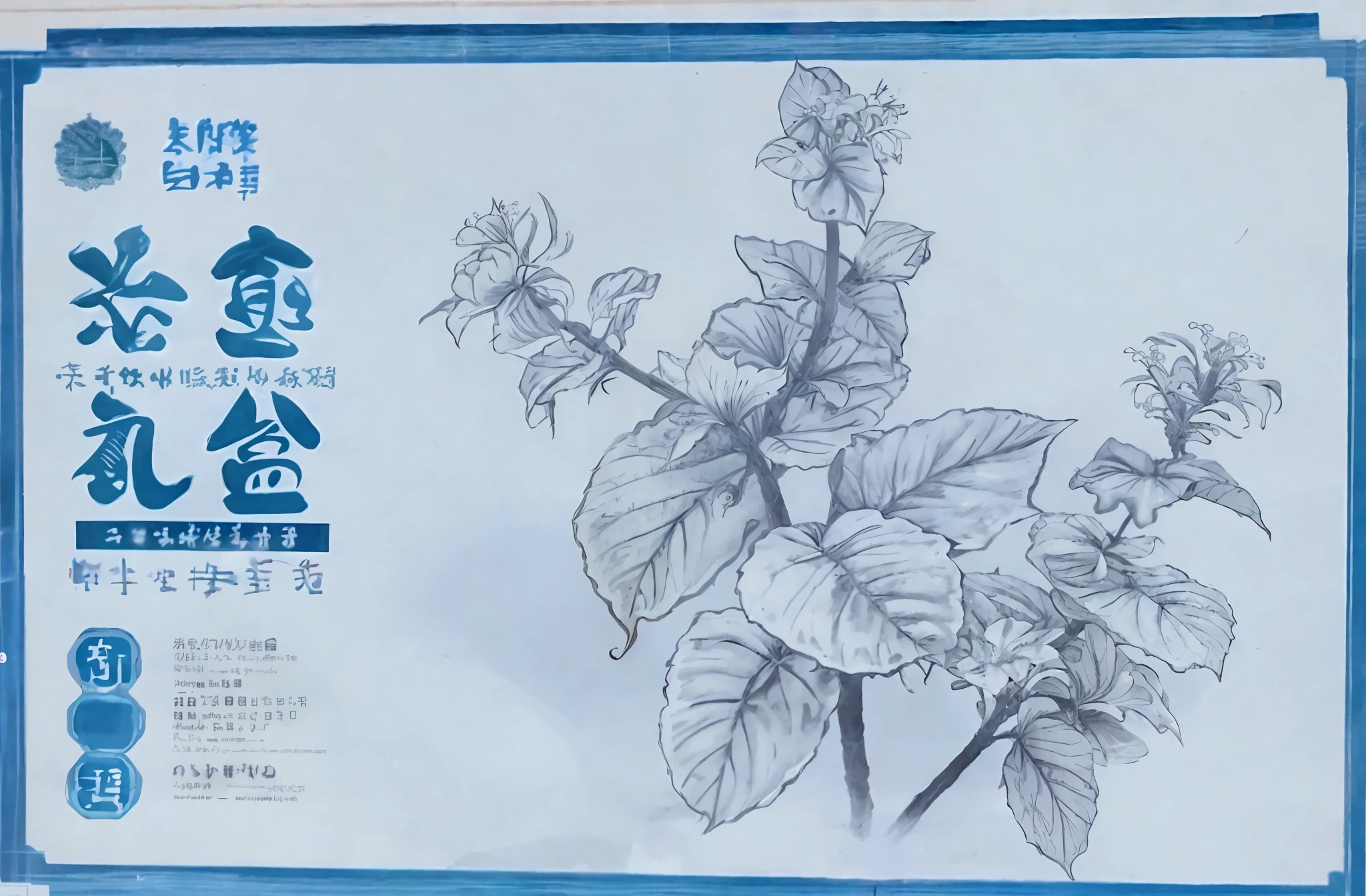 There is a Chinese picture with a picture of a plant, illustrated by Kita Hideshi Momosa, Matsumoto Taiyo, Rokkaku Ayako, Chinese brush illustration, Hasegawa Yukita, Chiba Yudai, inspired by Masamitsu Ota